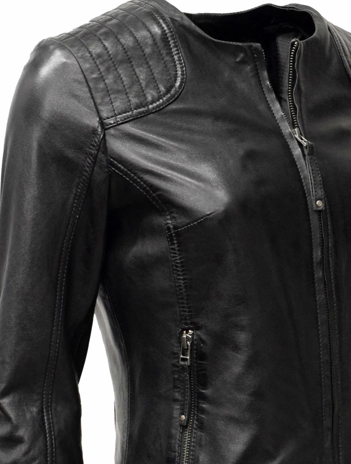 Damen Lederjacke Luisa in washed Schwarz