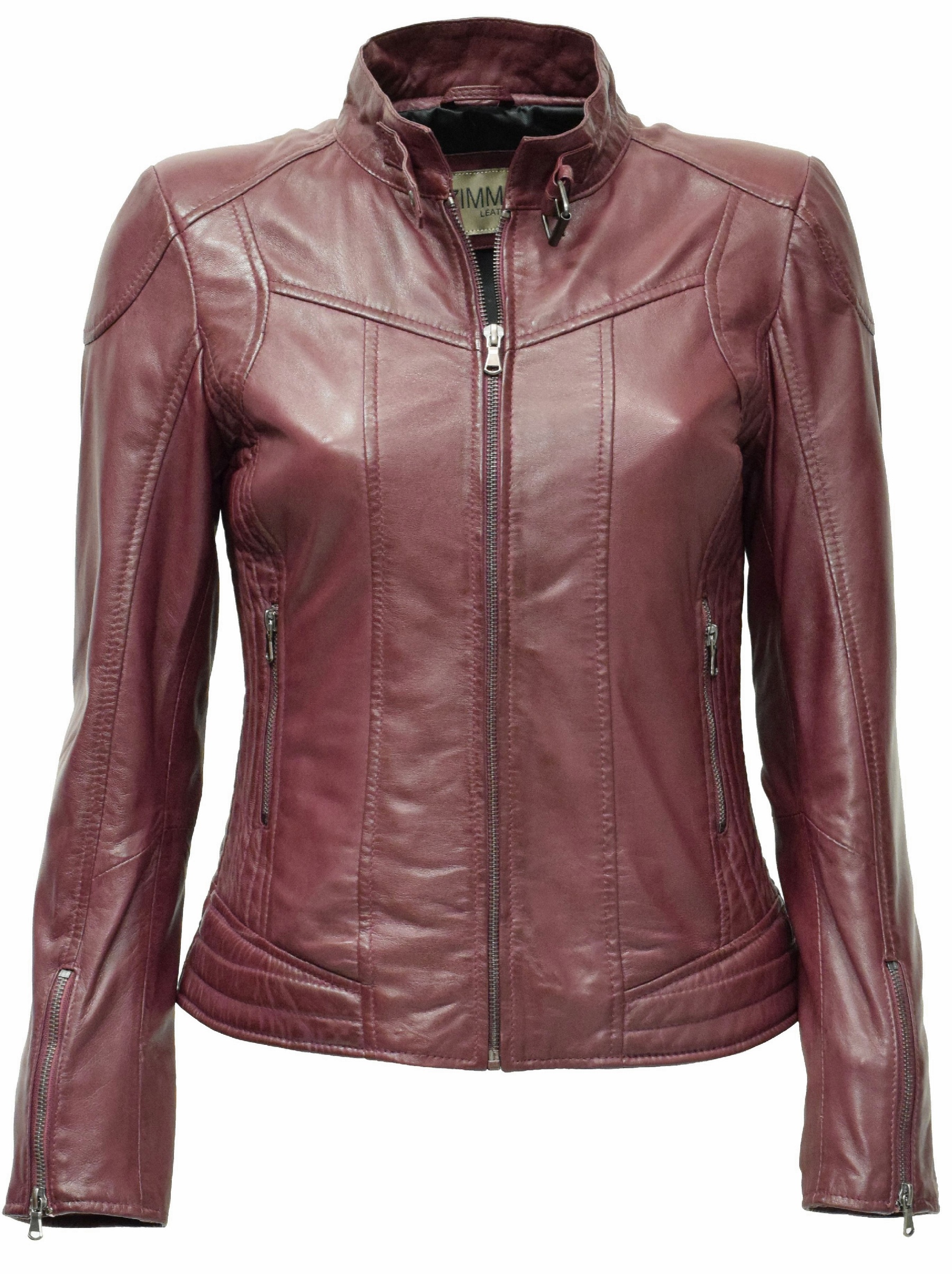 Damen Lederjacke Kimy gesteppt washed Burgund
