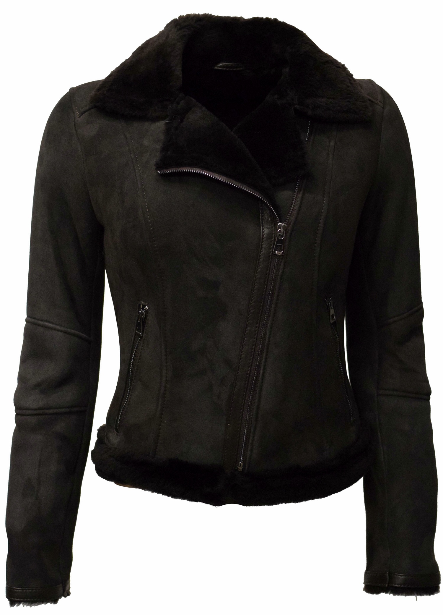 Damen Lammfelljacke Elsa in Schwarzbraun