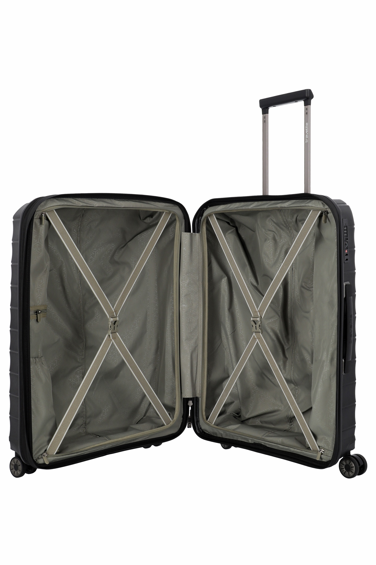 Travelite Koffer Mooby 4 Rollen Trolley M 66  cm Schwarz