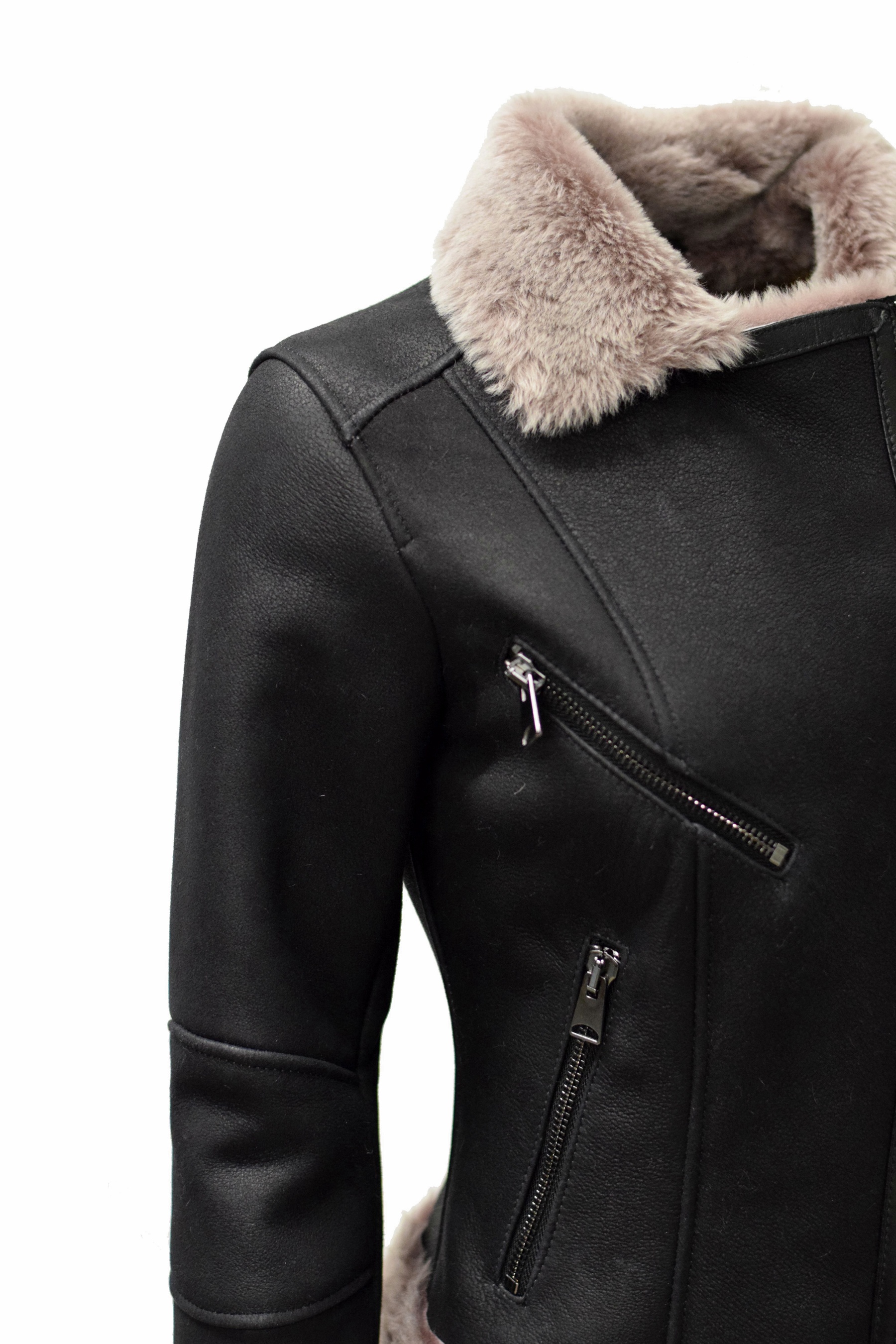 Damen Lammfelljacke Cherry Shearling Schwarz