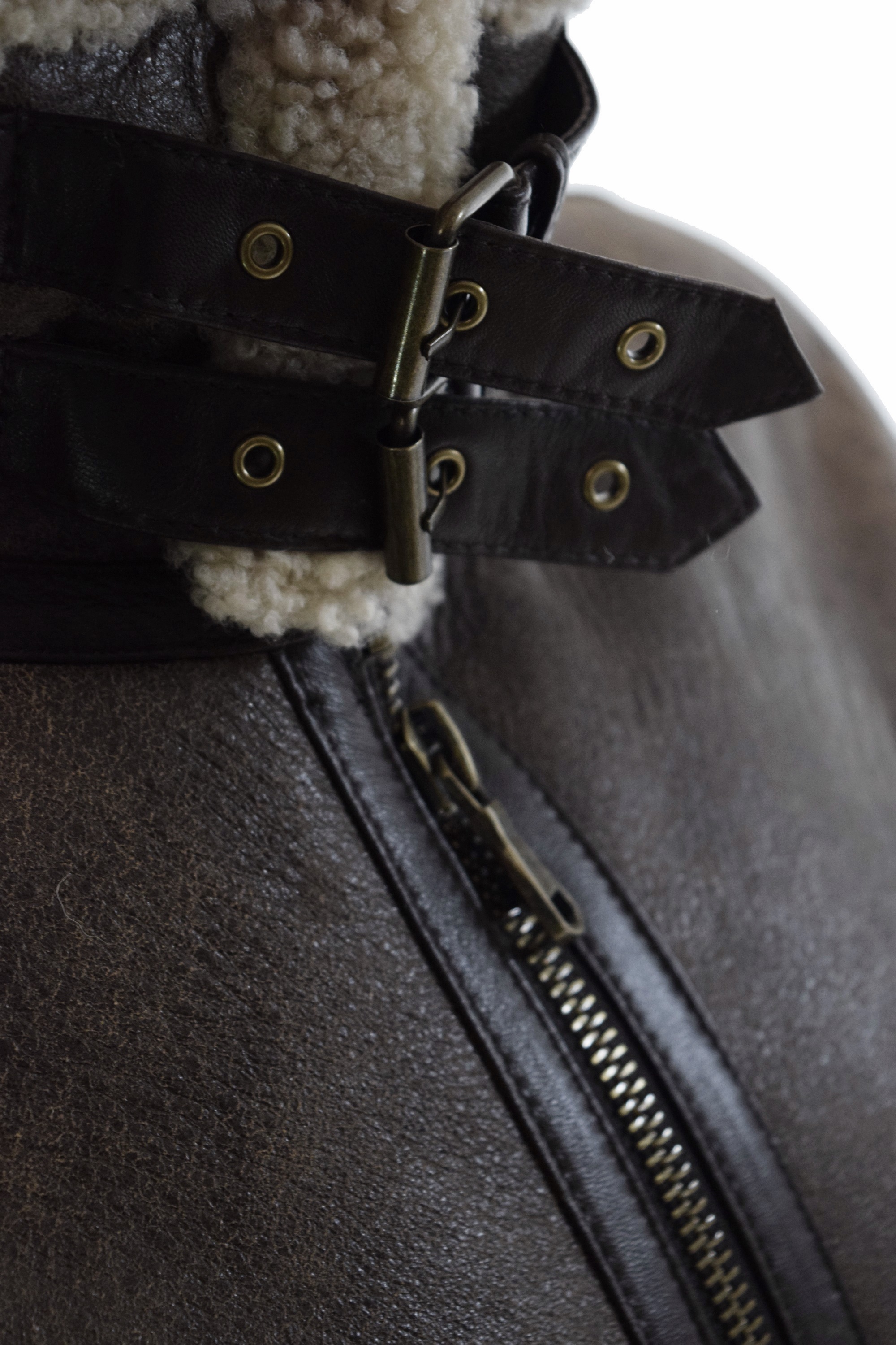 Herren Lammfelljacke Bomber Will in Steinbraun
