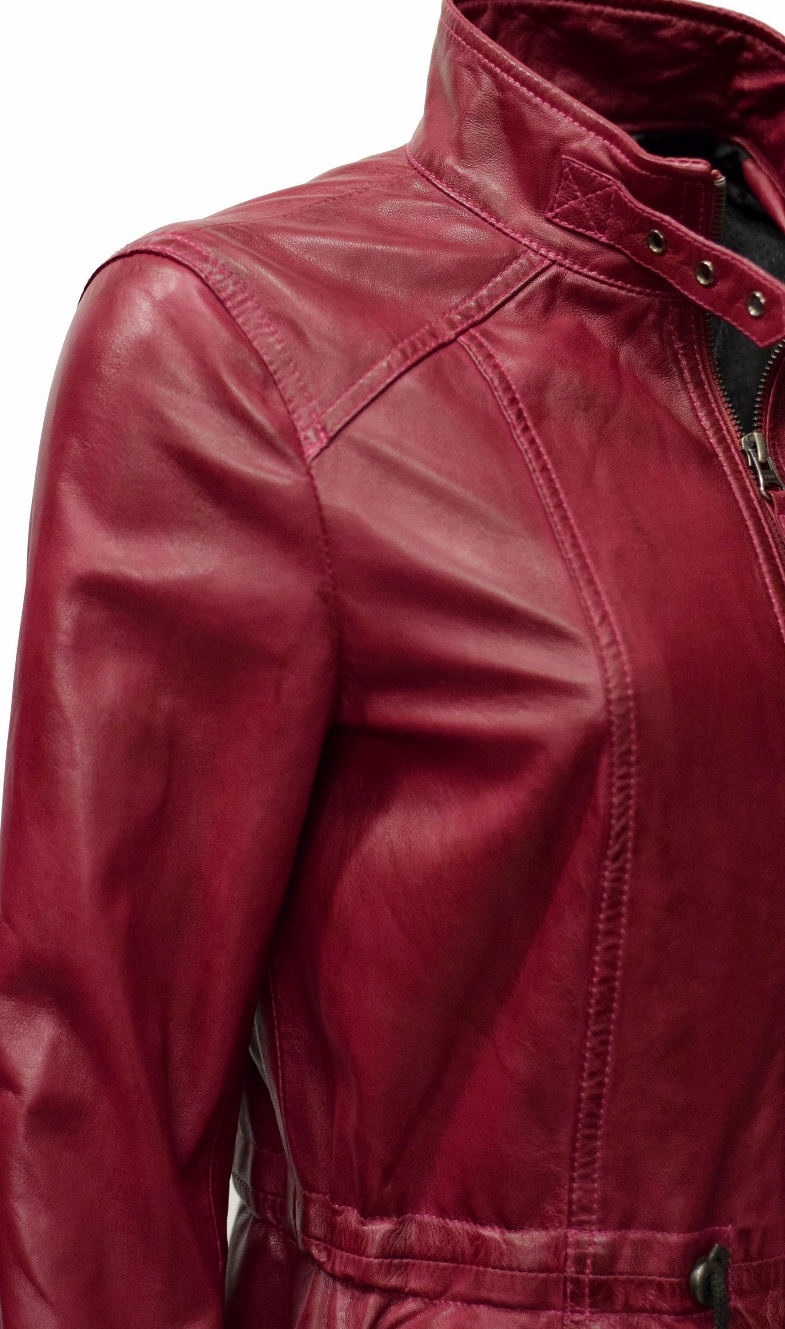 Damen Lederjacke Lana in washed Amaranth Rot