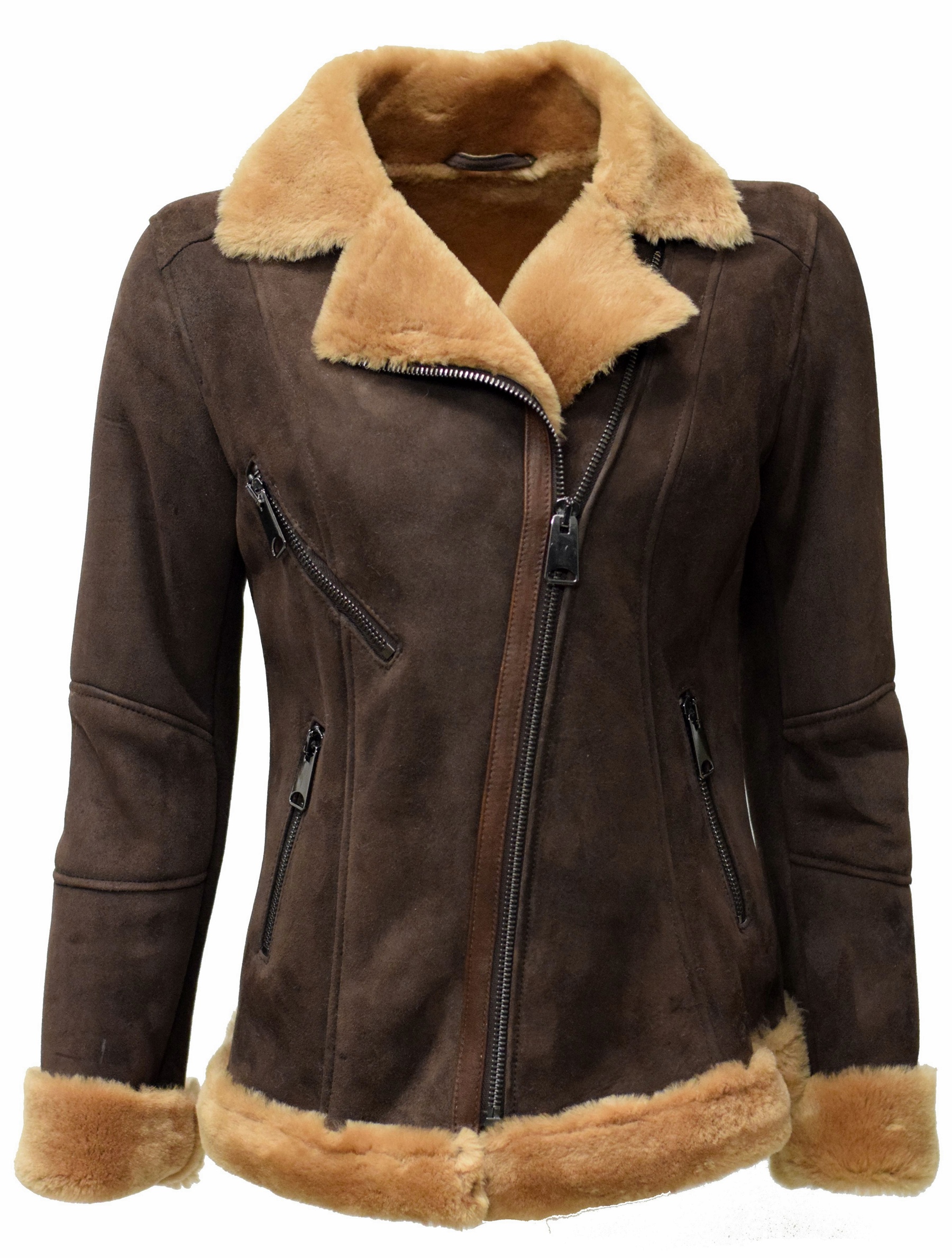 Damen Lammfelljacke Agatha Shearling Nussbraun