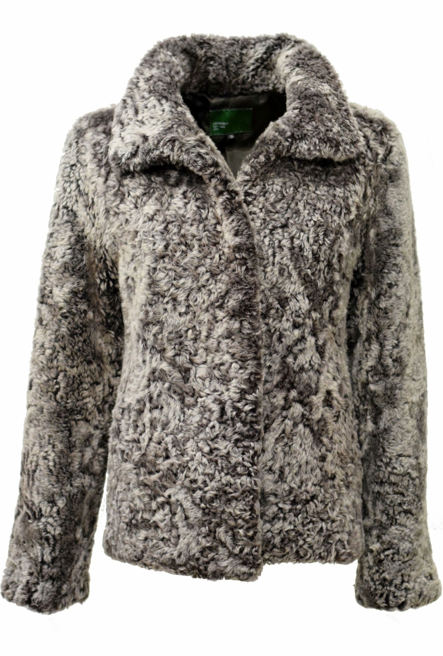 Damen Felljacke Irbid Curly-Lammfell in Grau Braun