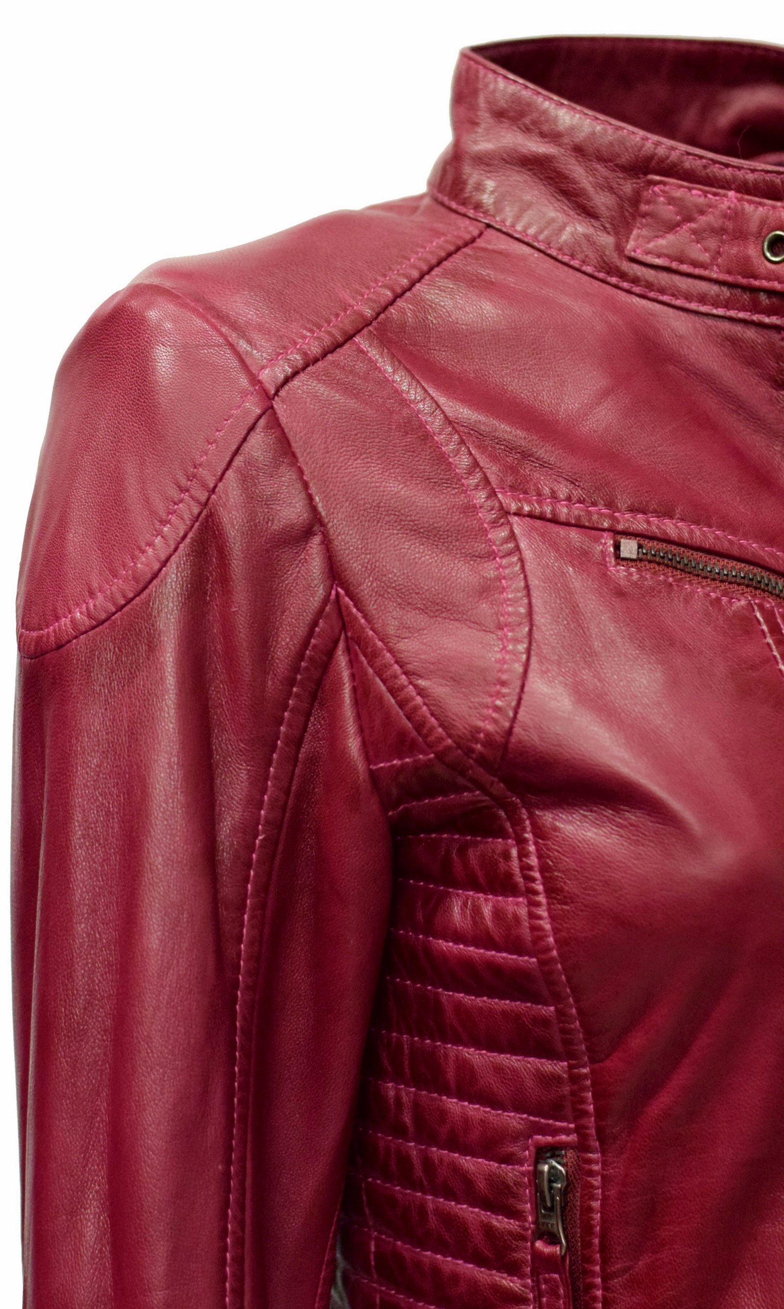 Damen Lederjacke Frida in washed Amaranth Rot