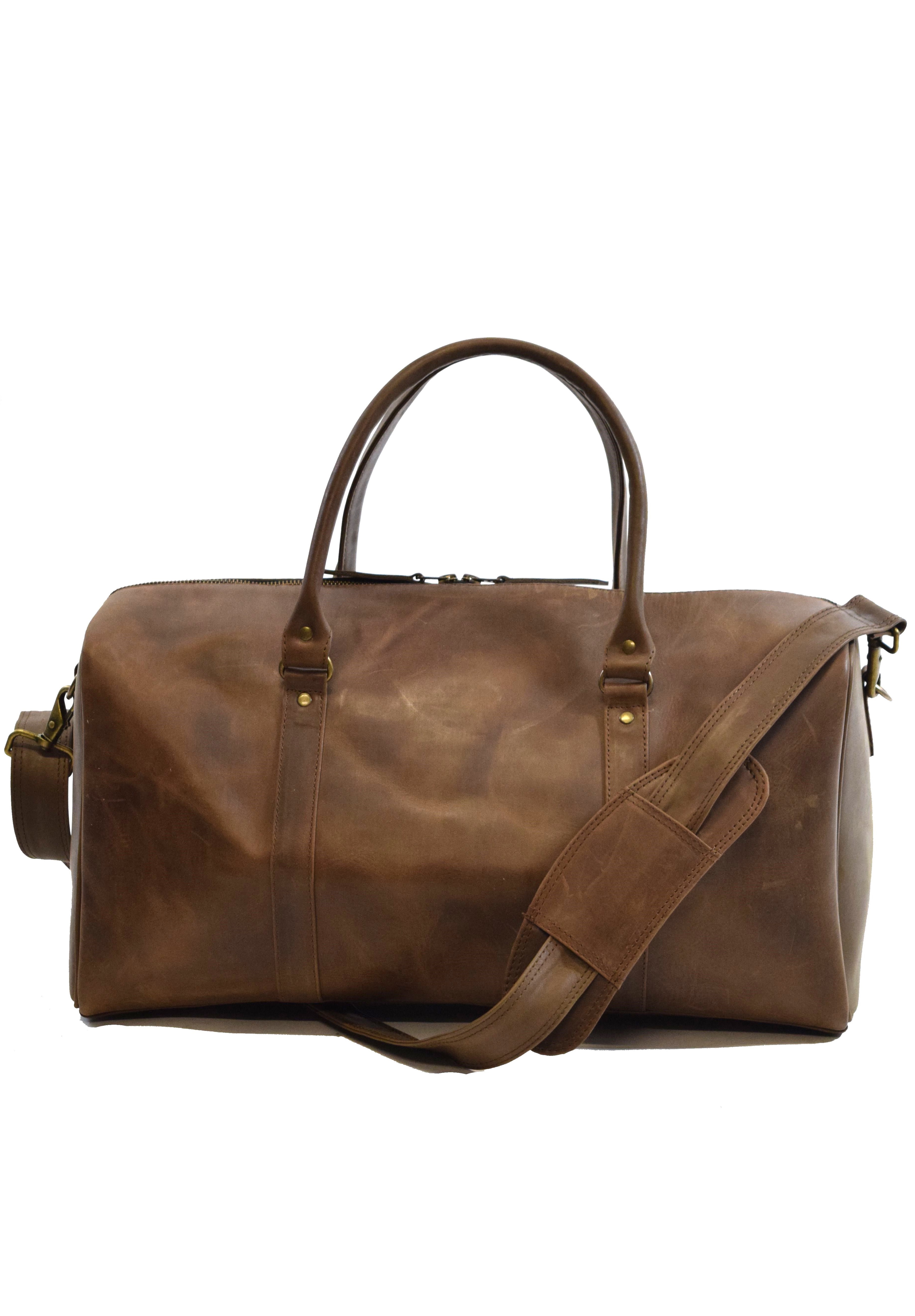 Weekender Reisetasche P-1011 50 cm aus Rindleder in Naturbraun