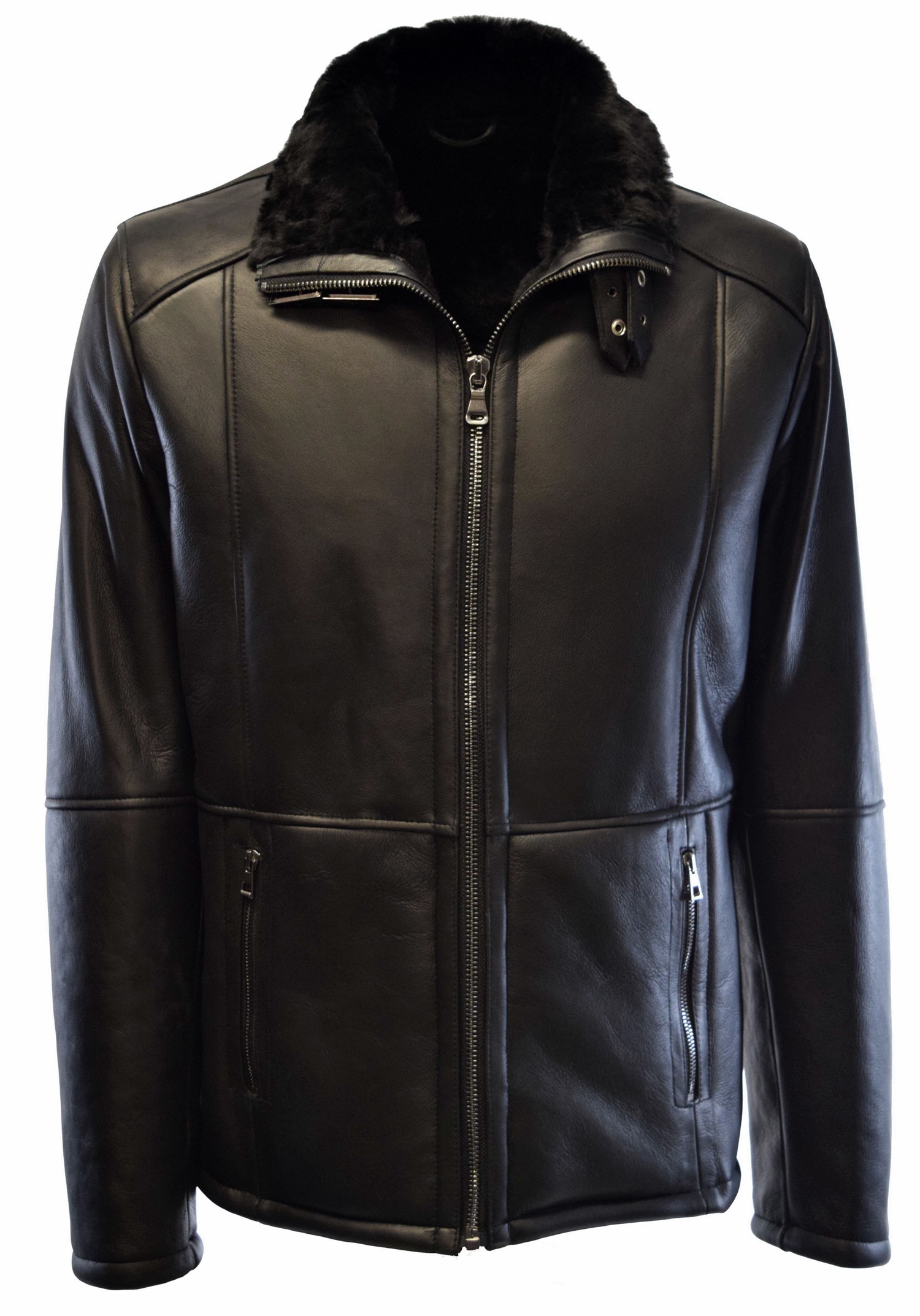 Herren Lammfelljacke Nellson in Schwarz