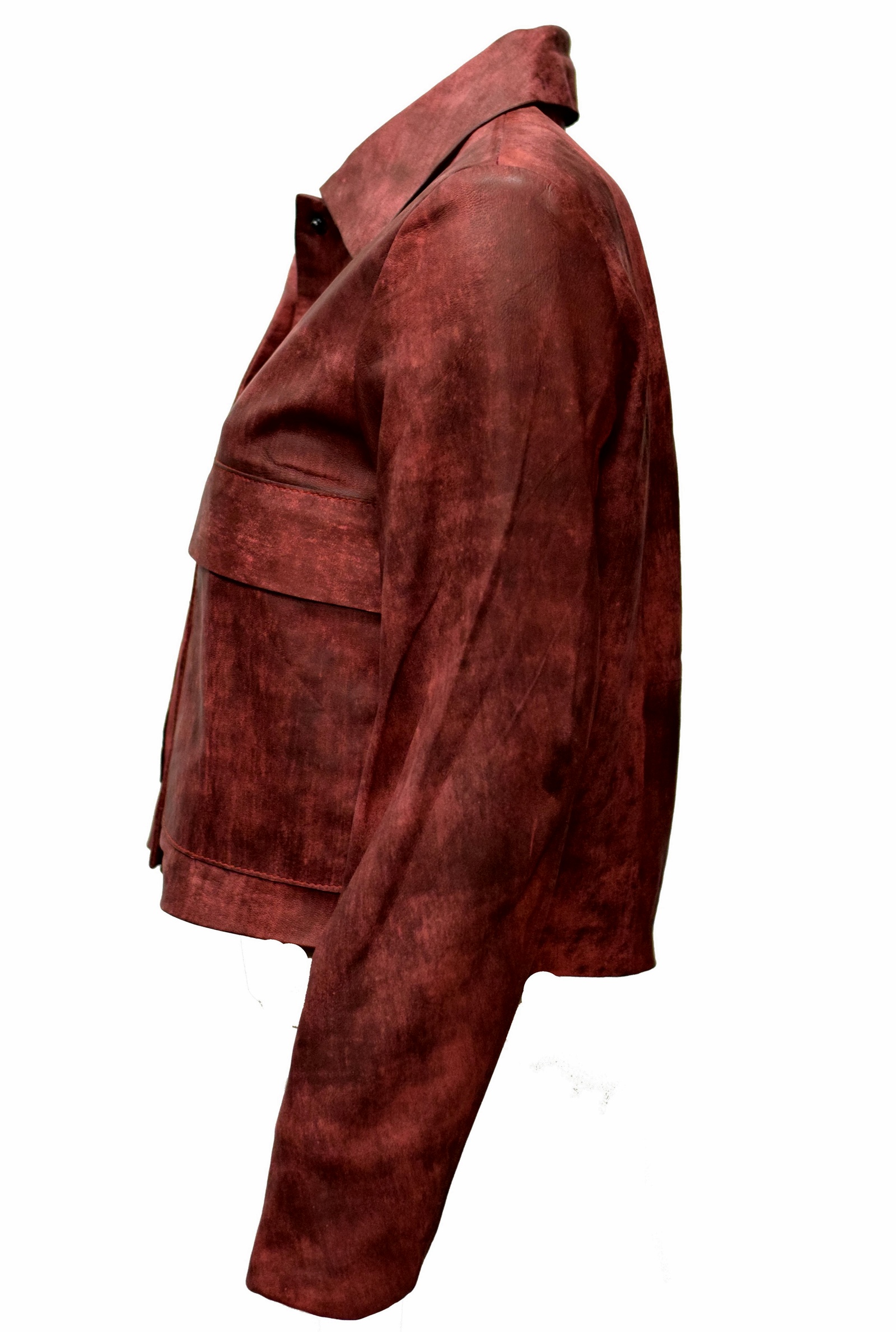 Damen Lederhemd Jella in vintage Rot
