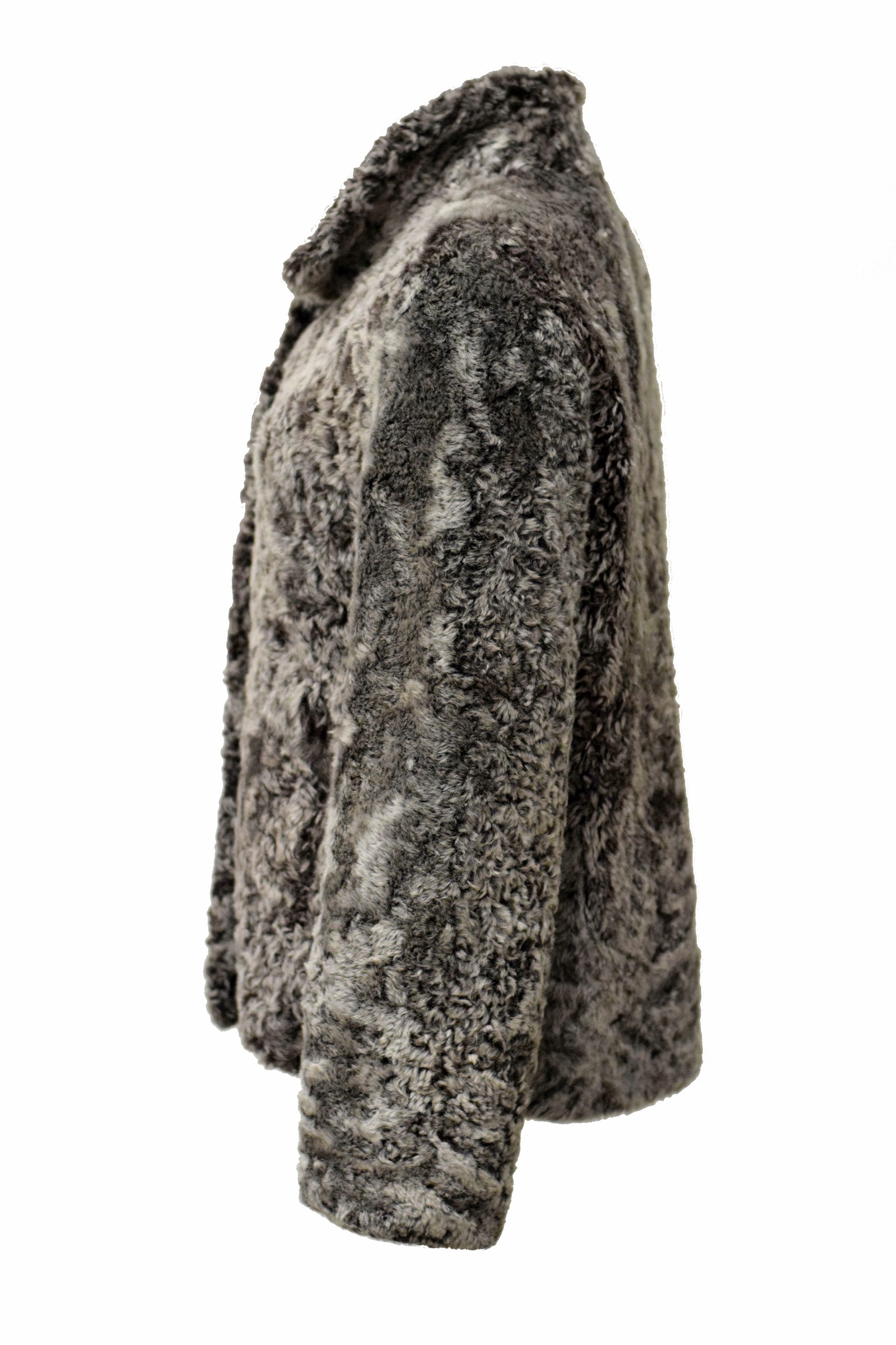 Damen Felljacke Irbid Curly-Lammfell in Grau Braun
