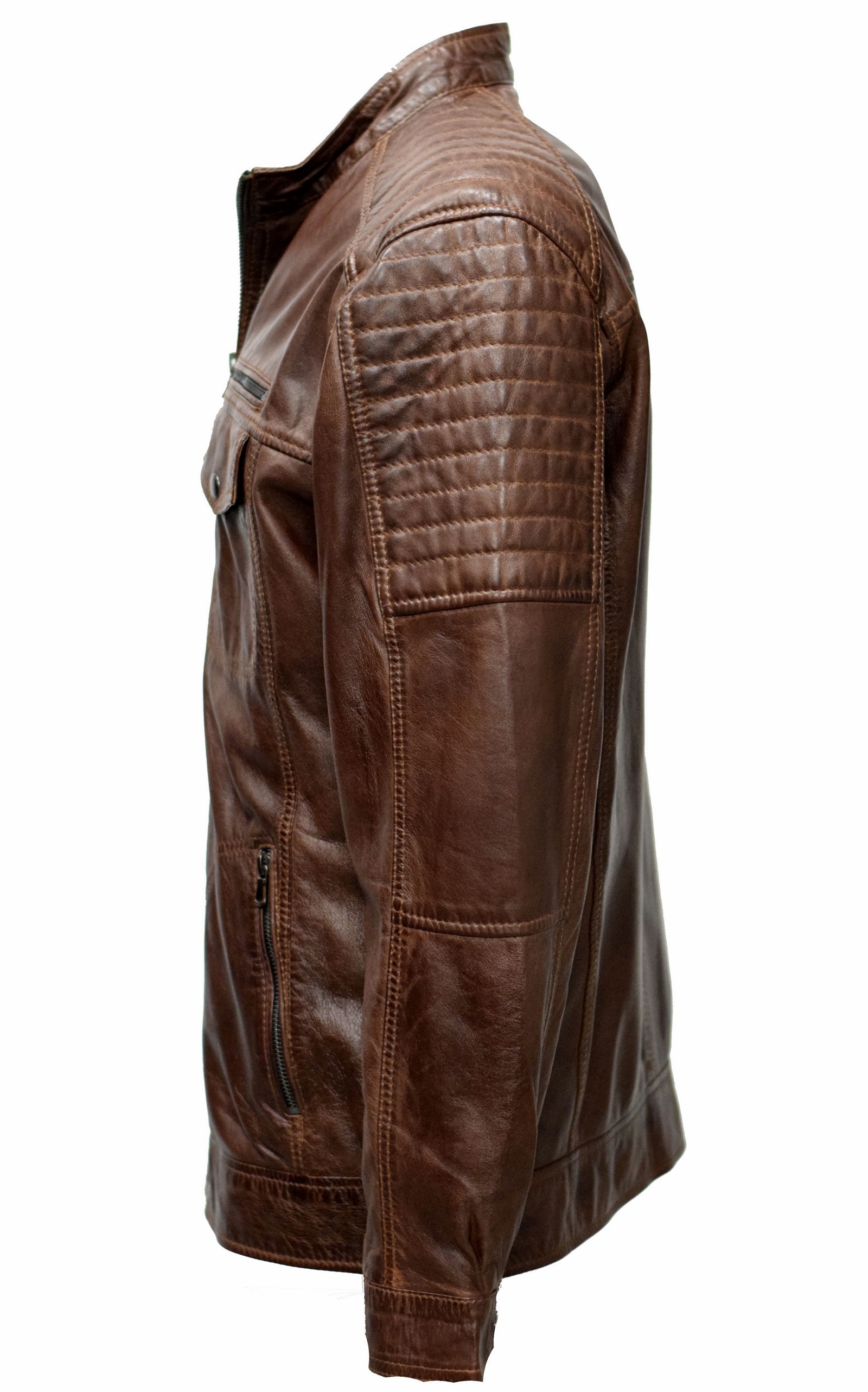 Herren Lederjacke Ray washed Kastanie Braun