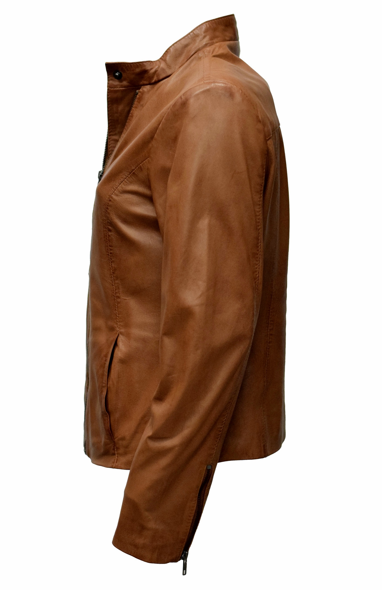 Damen Lederjacke Sofia in washed Cognac