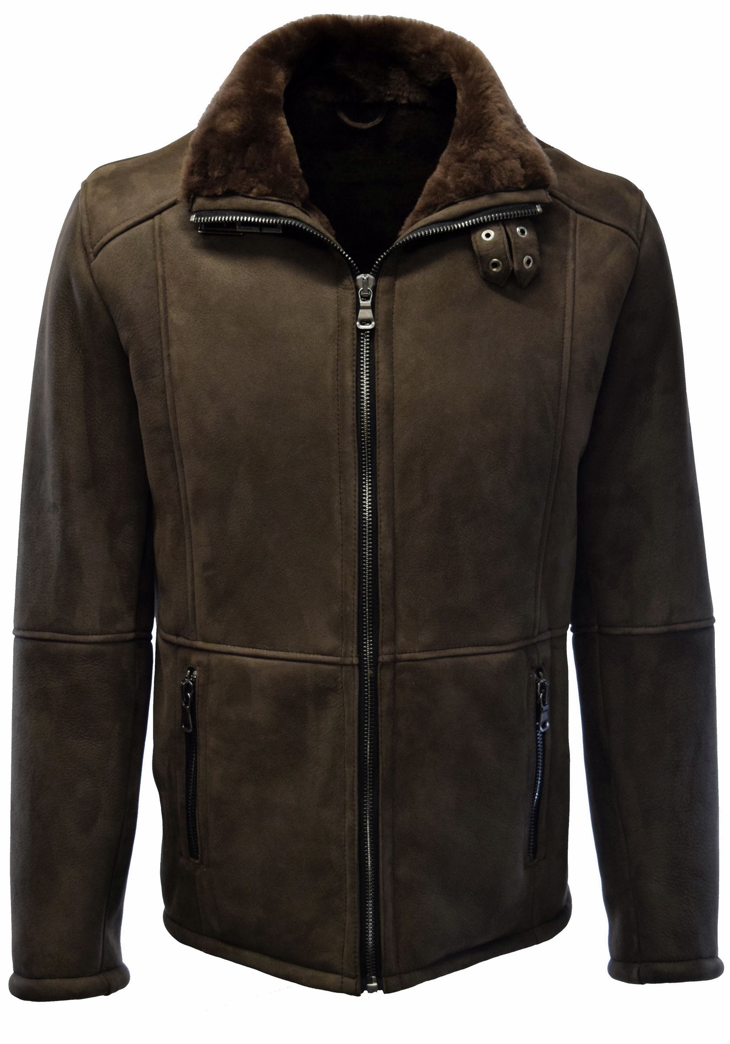 Herren Velour Lammfelljacke Nellson in Dunkelbraun