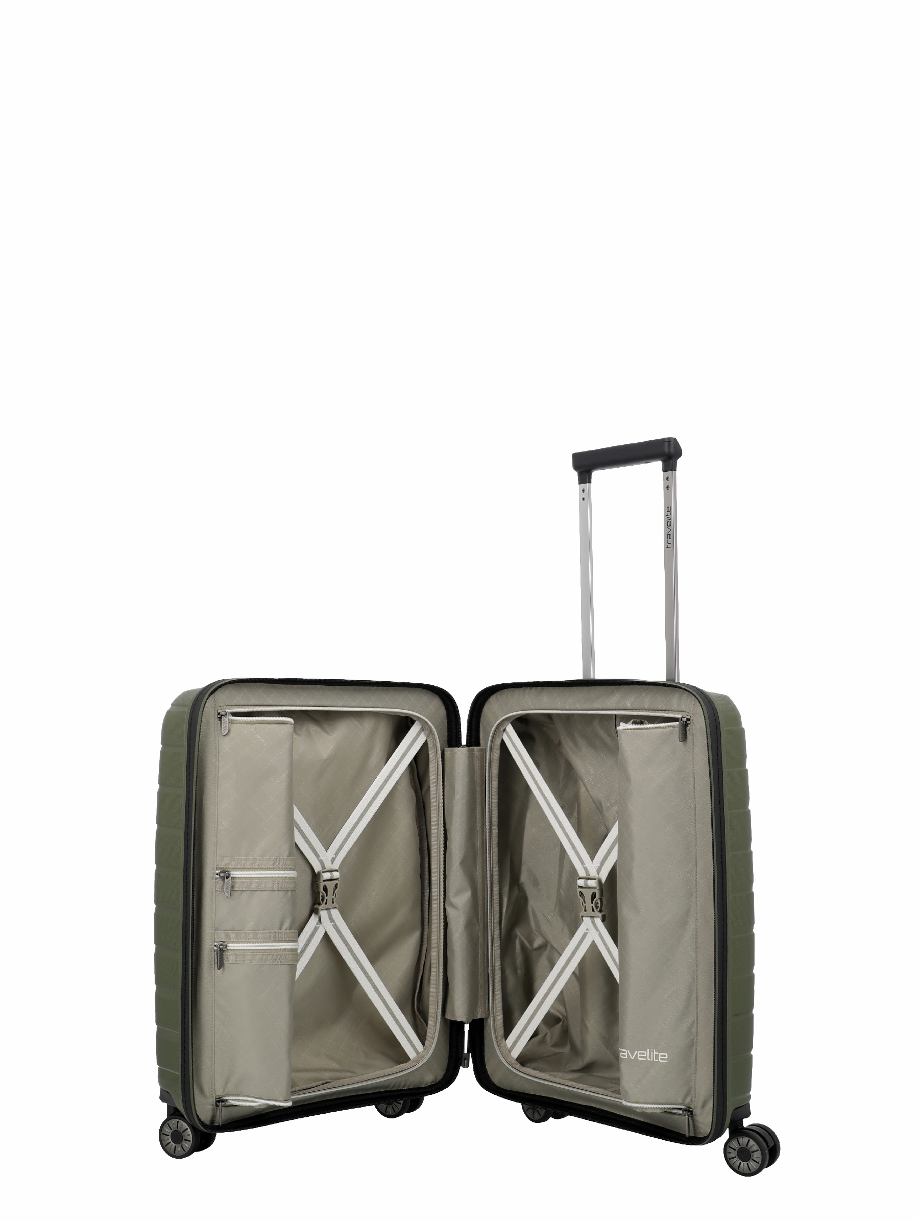 Travelite Koffer Air Base Vortasche 4 Rollen Trolley 55 cm S+ Olive