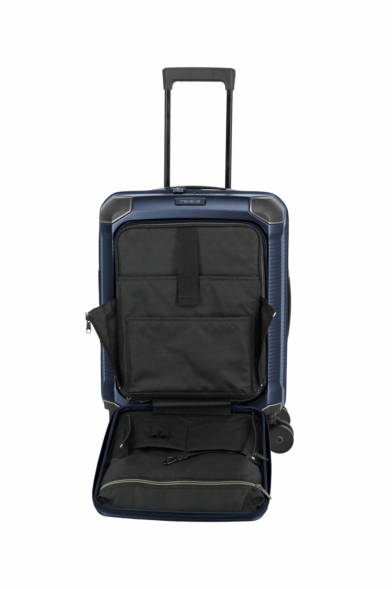 Travelite Koffer Trolley Millenium Vortasche 55 cm S+ 4 Rollen Navy