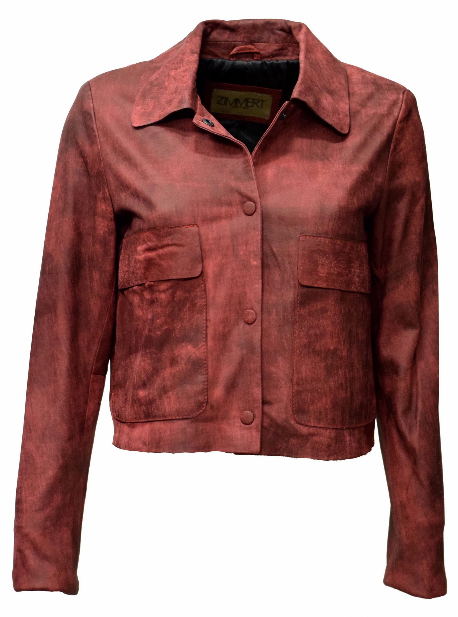 Damen Lederhemd Jella in vintage Rot