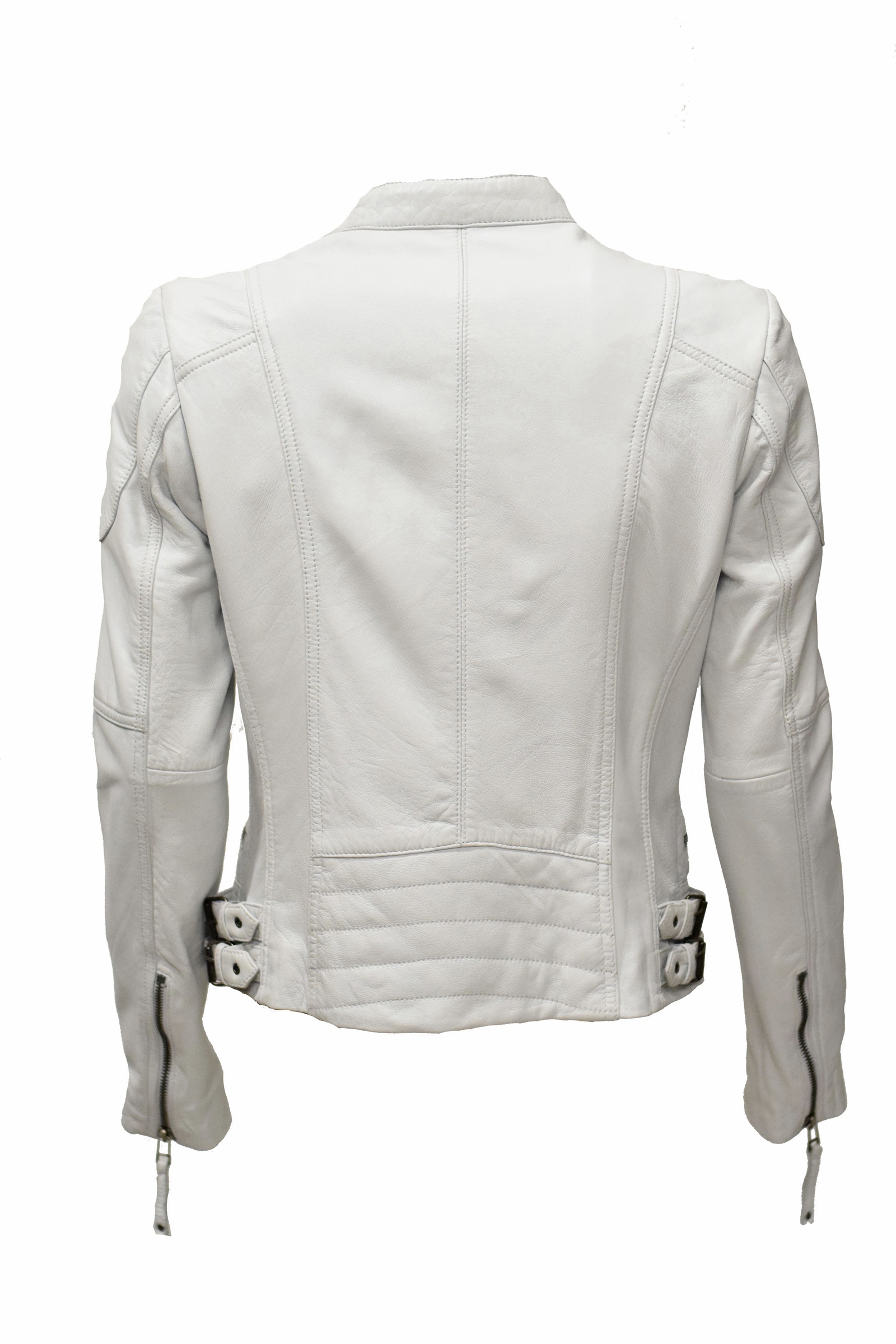 Damen Biker Lederjacke Jess in washed Weiss