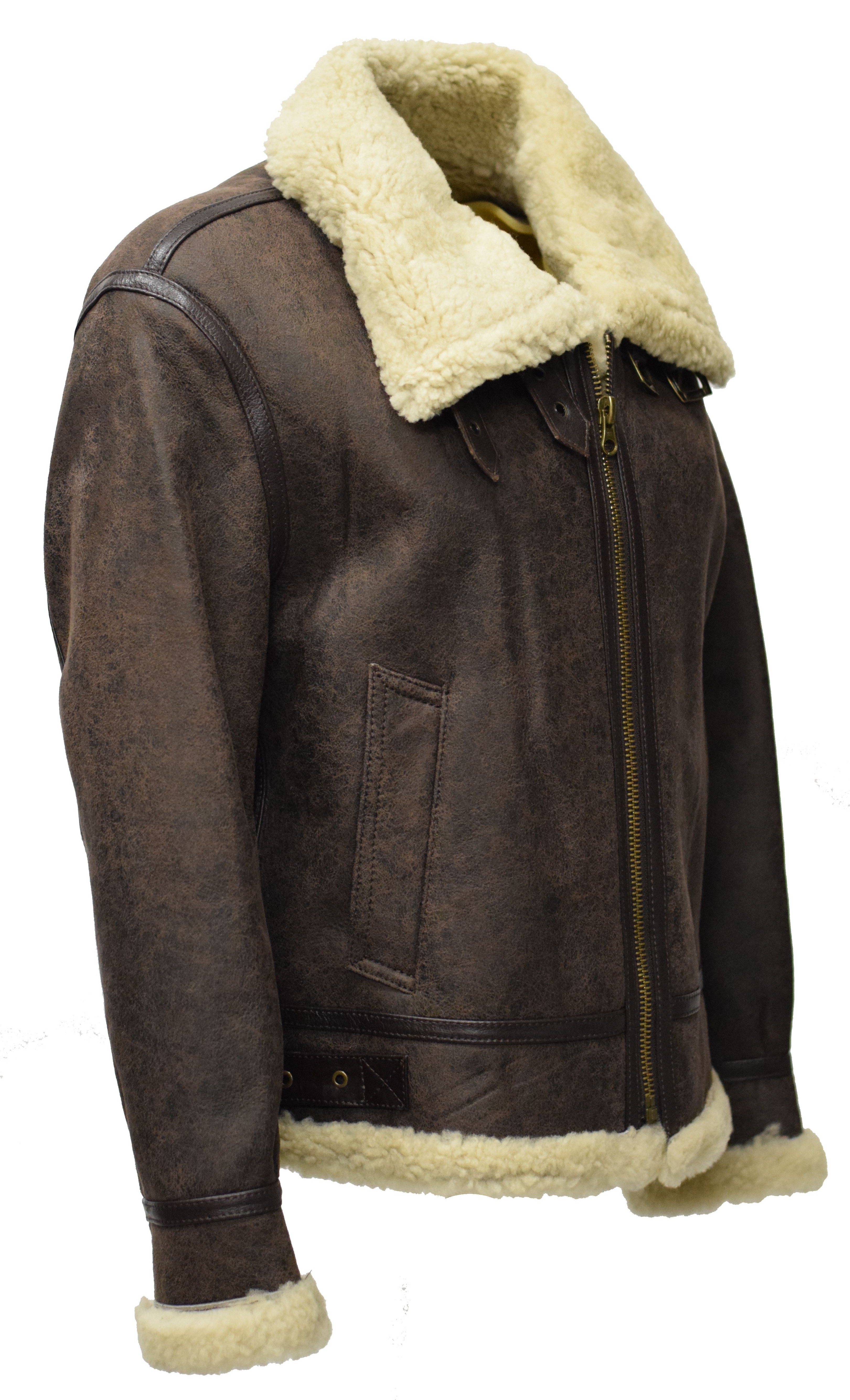 Damen Lederjacke Lammfelljacke Javote in antik Dunkelbraun
