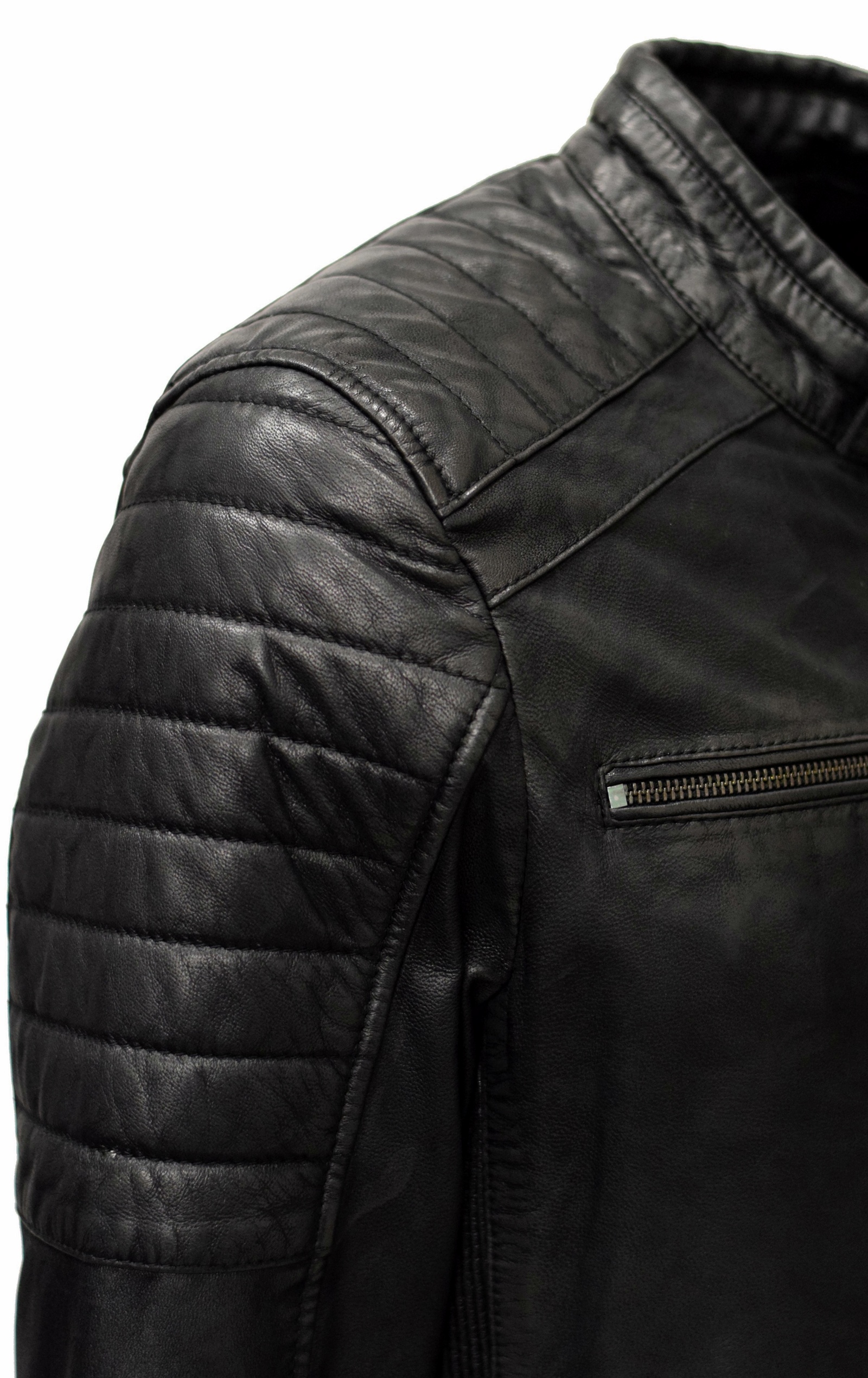 Herren Lederjacke Lucas gesteppt in washed Anthrazit
