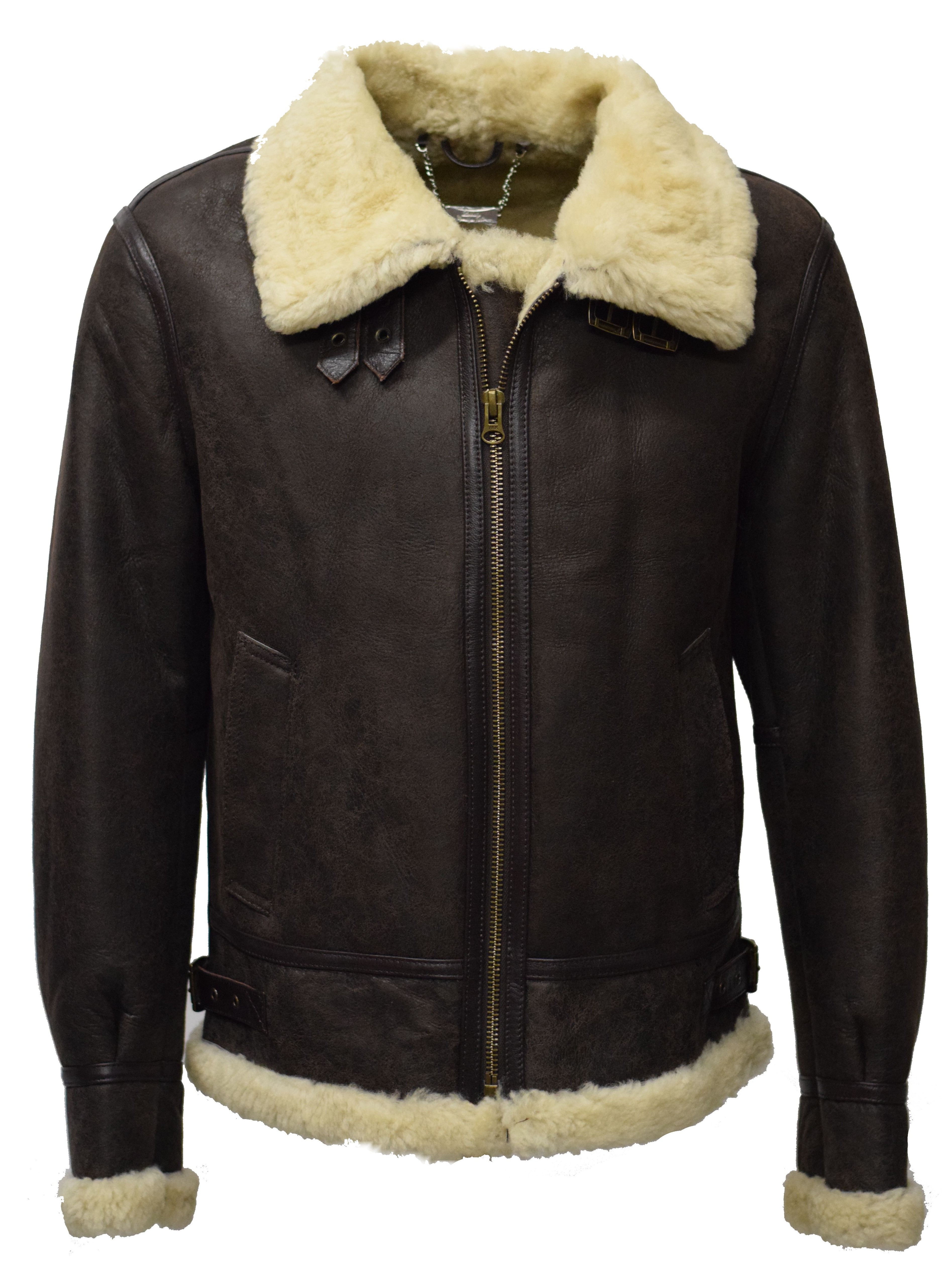 Herren Lammfelljacke Bomber Joost antik Dunkelbraun