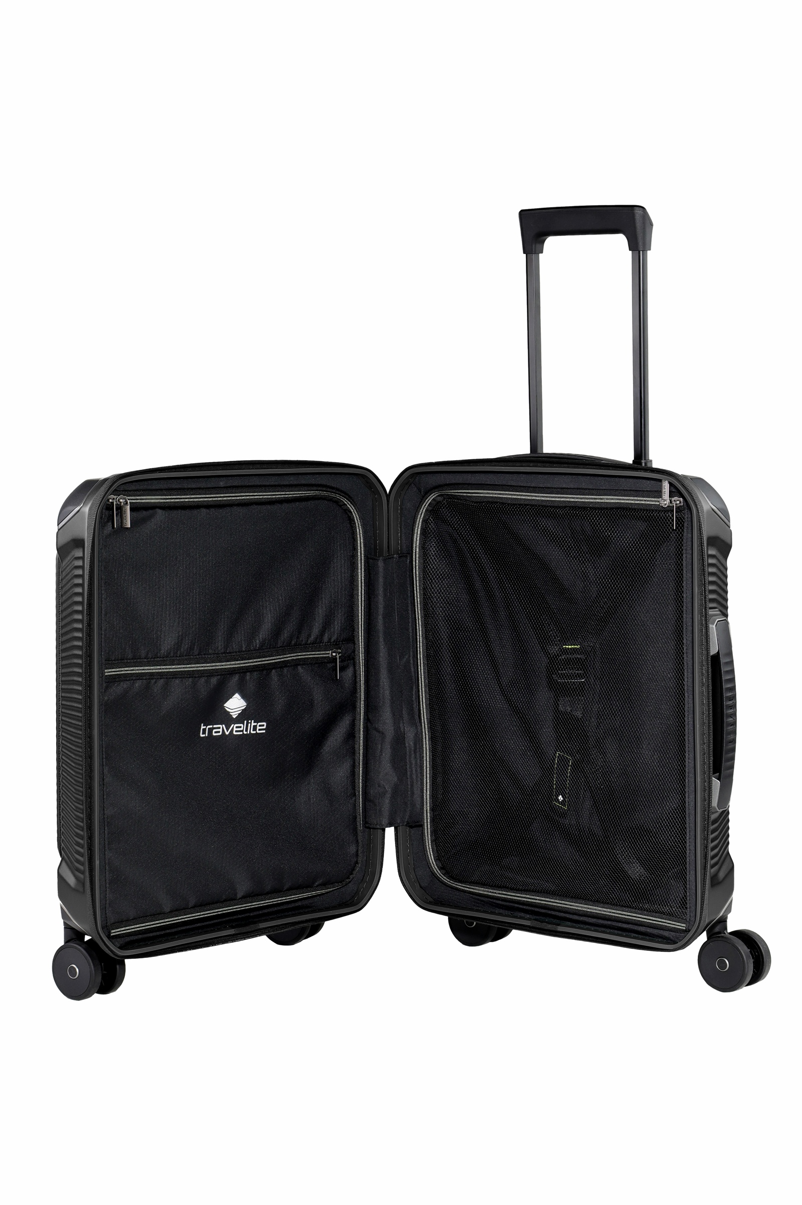 Travelite Koffer Millenium Vortasche 4 Rollen Trolley 55 cm S+ Schwarz