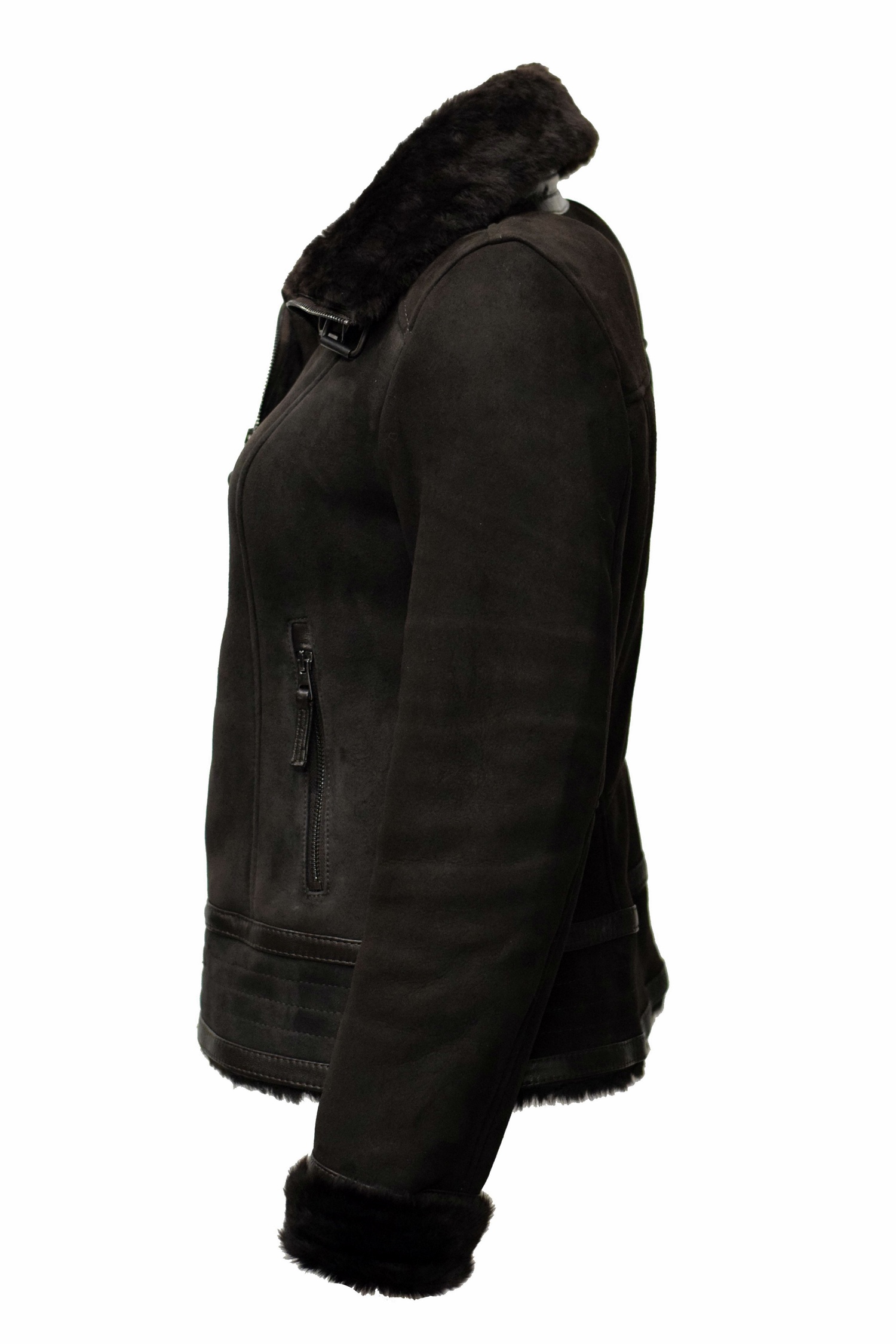 Damen Lammfelljacke Lena in Schwarzbraun