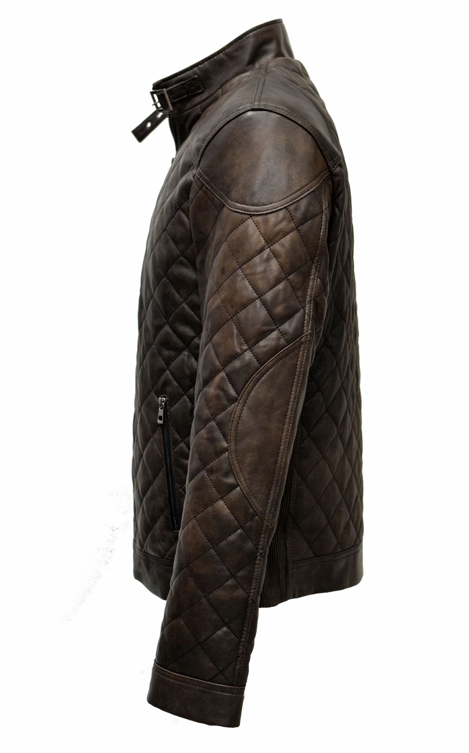 Herren Stepp- Lederjacke Michel in vintage Schwarzbraun
