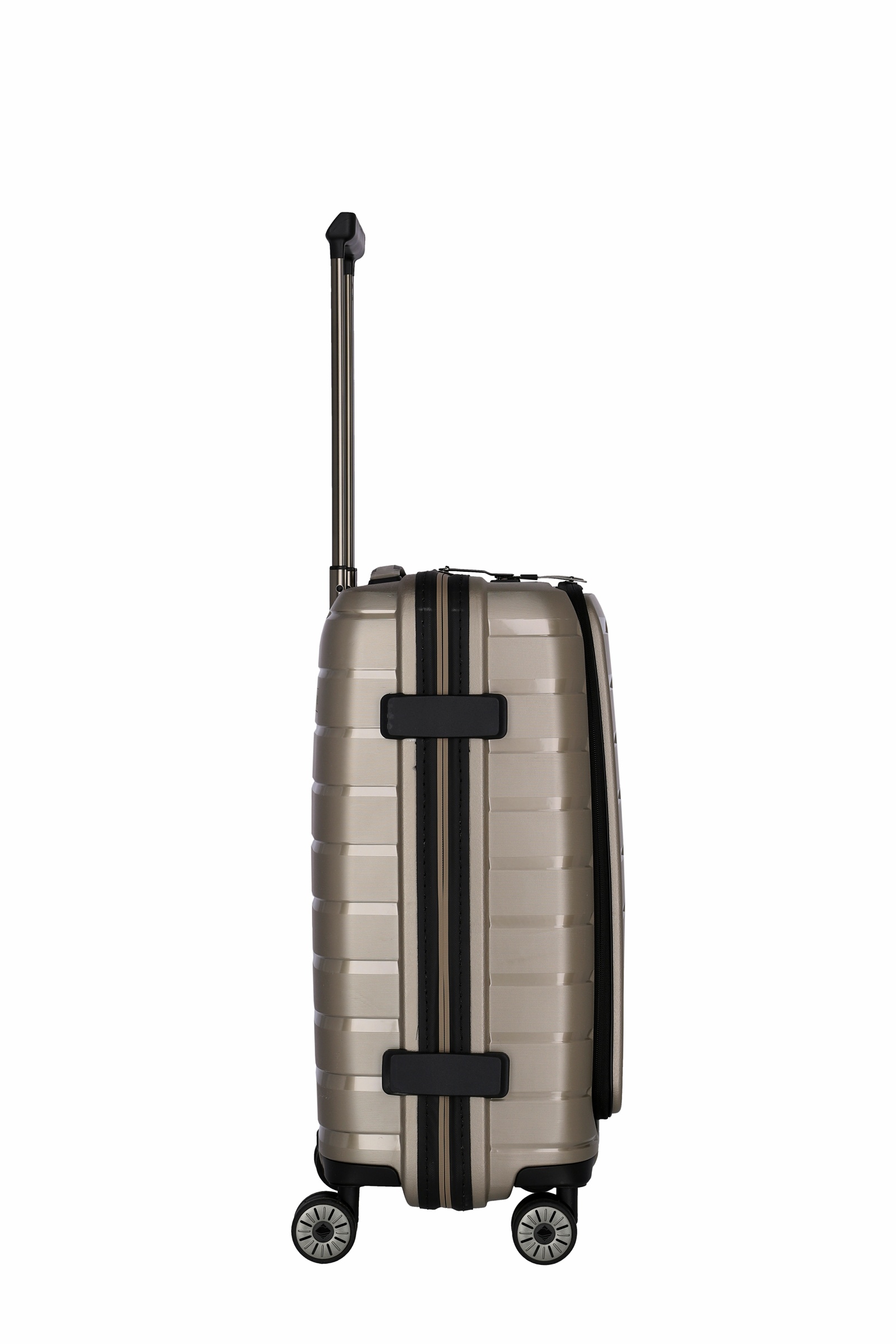 Travelite Koffer Air Base Vortasche 4 Rollen Trolley 55 cm S+ Champagner