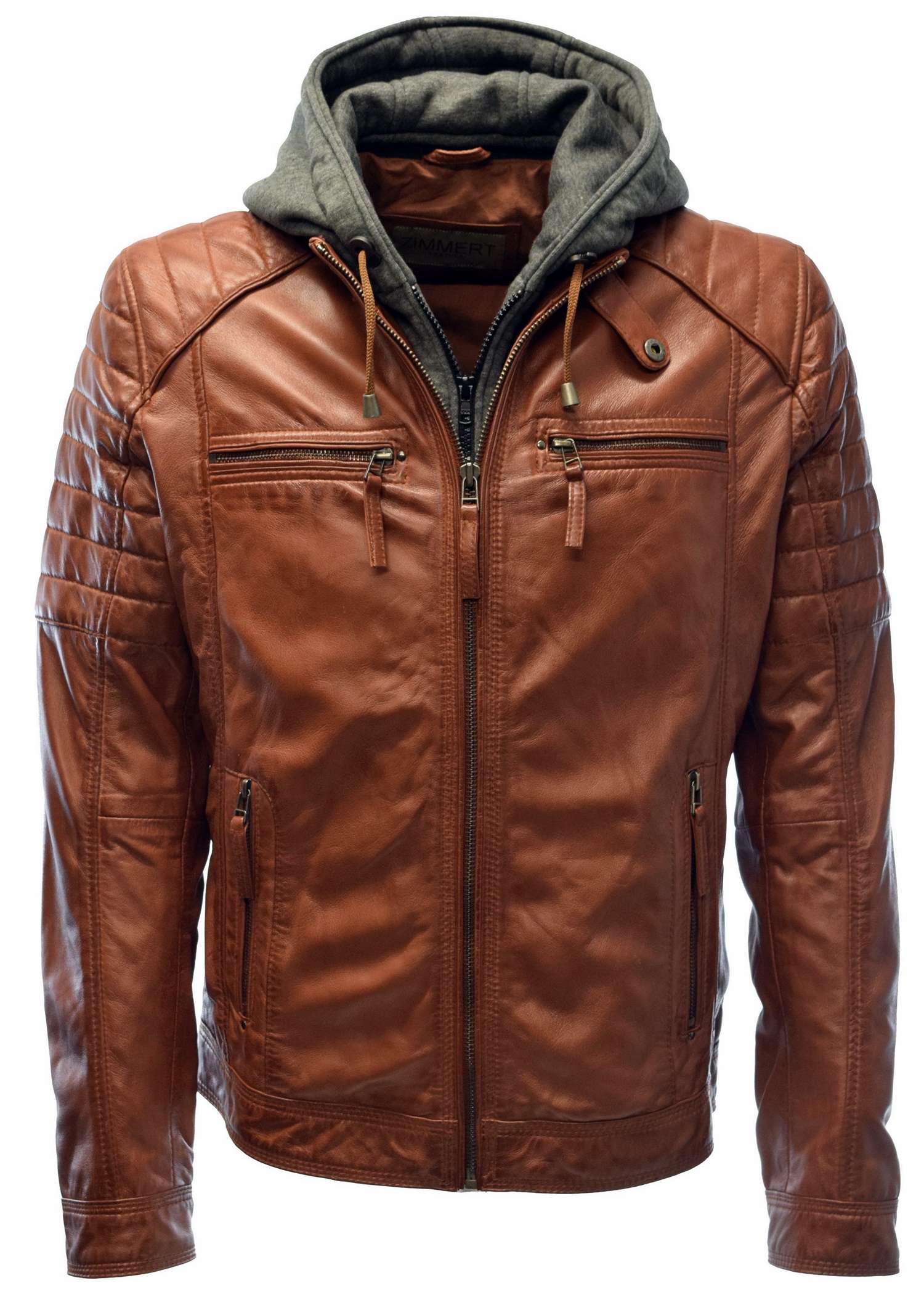 Herren Lederjacke Carlo gesteppt in washed Cognac