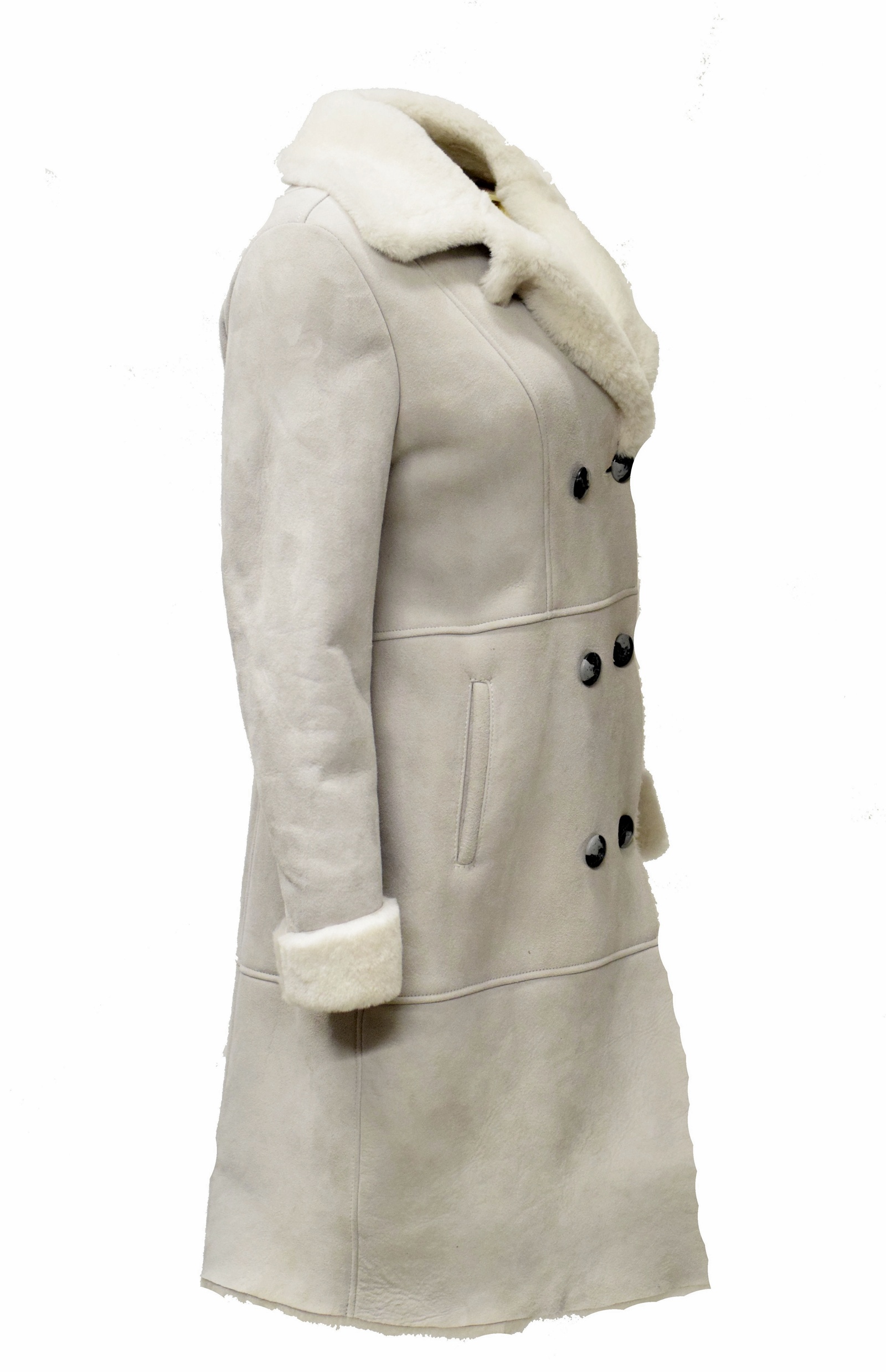 Damen Lammfellmantel Marie in Velour Hellgrau