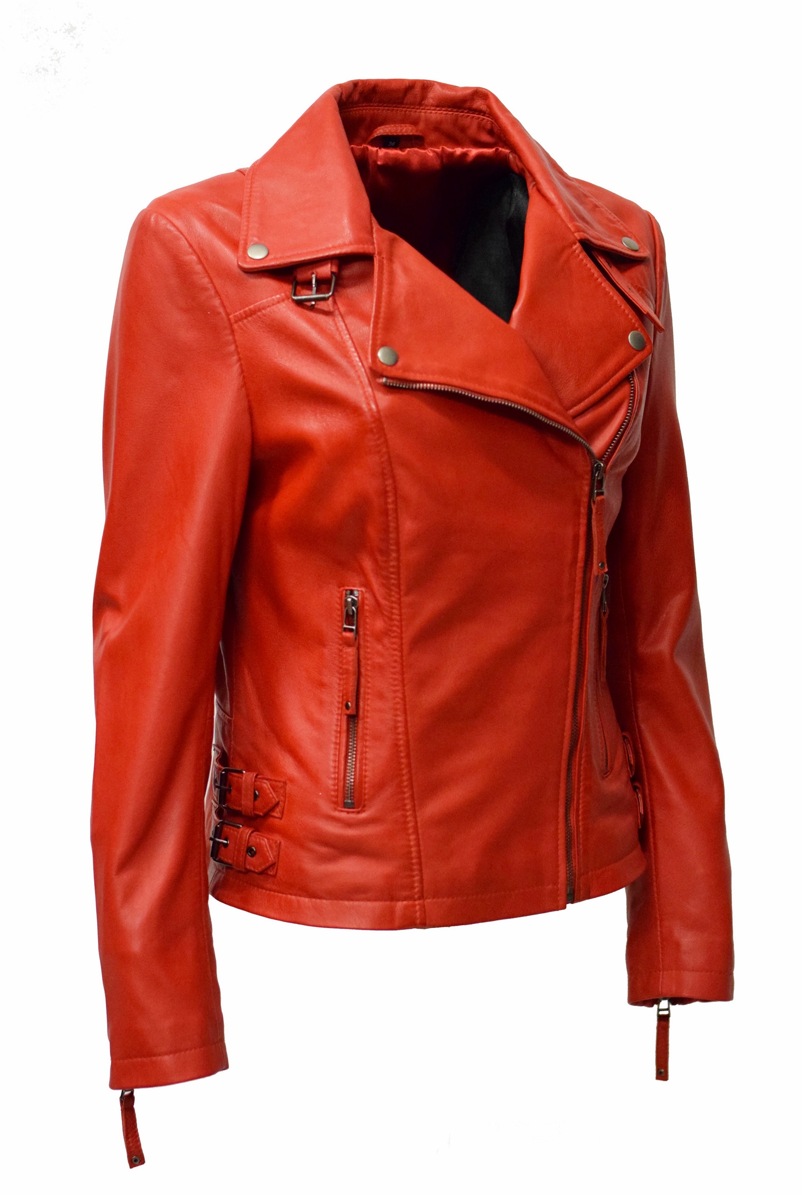 Damen Lederjacke Mala in washed Rot