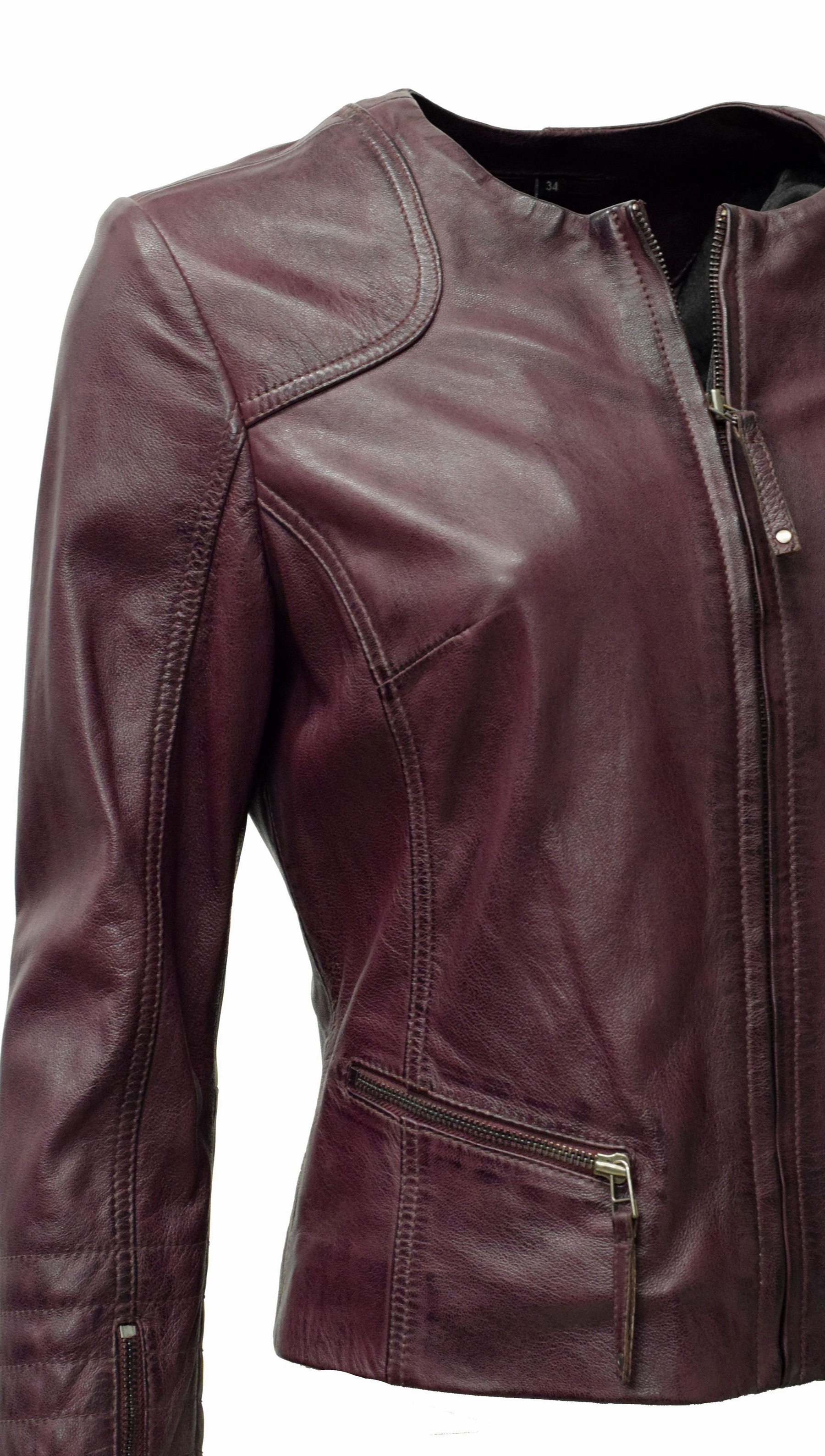 Damen Lederjacke "BINI" in washed Burgund