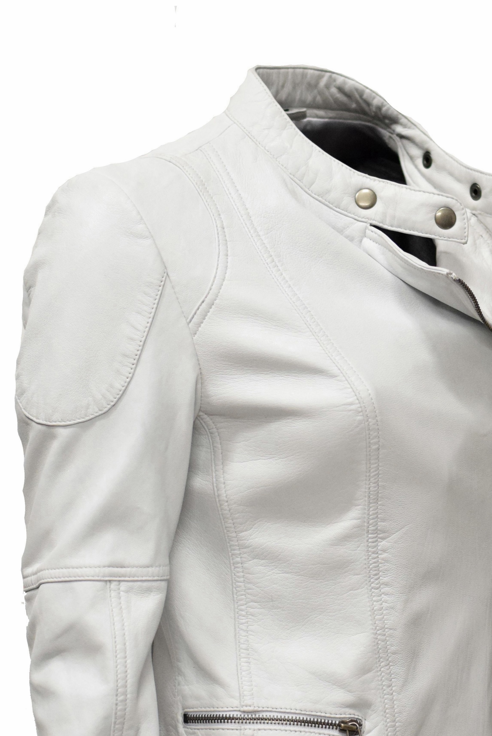 Damen Biker Lederjacke Jess in washed Weiss