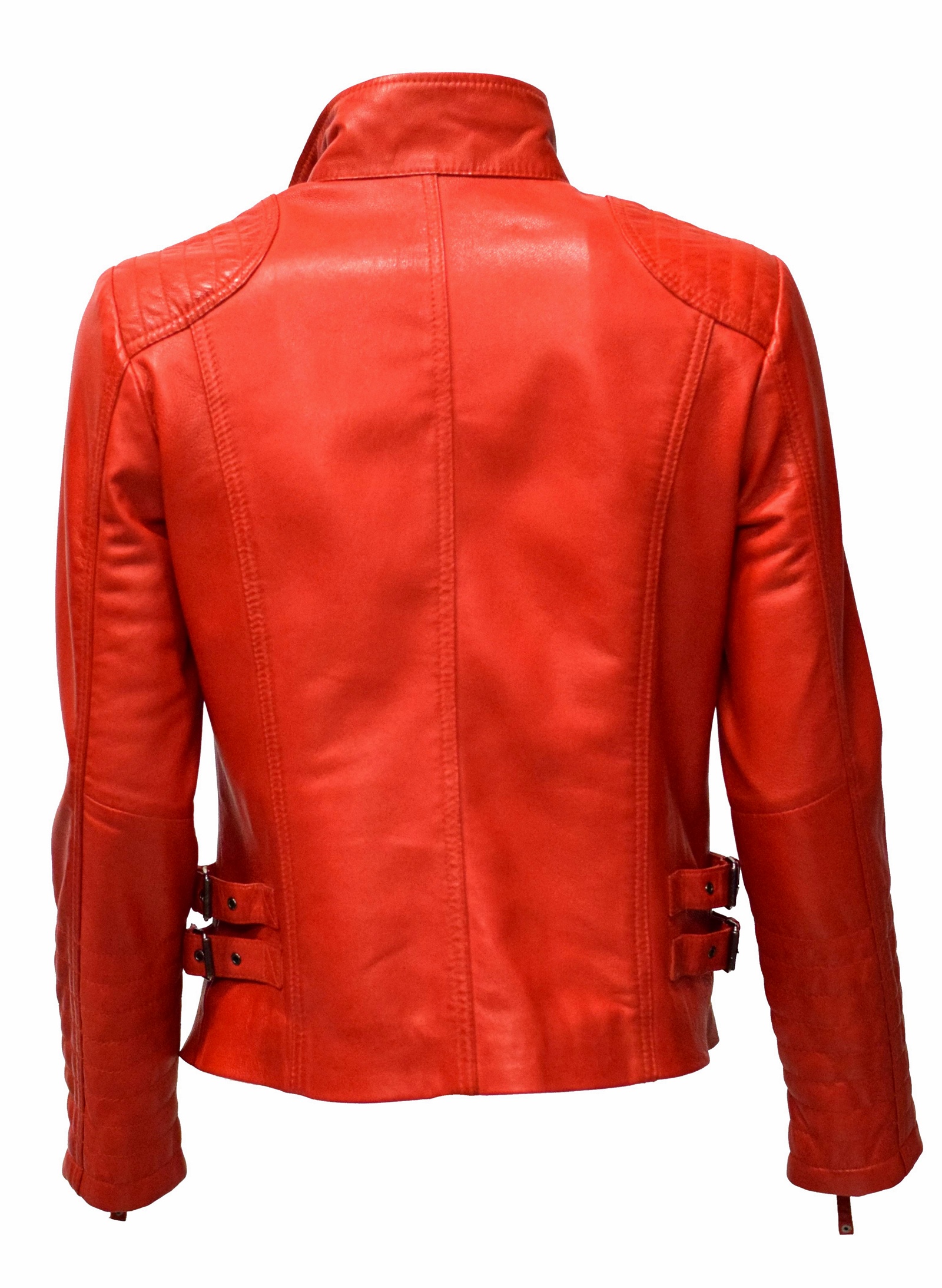 Damen Lederjacke "Amy" gesteppt washed Rot