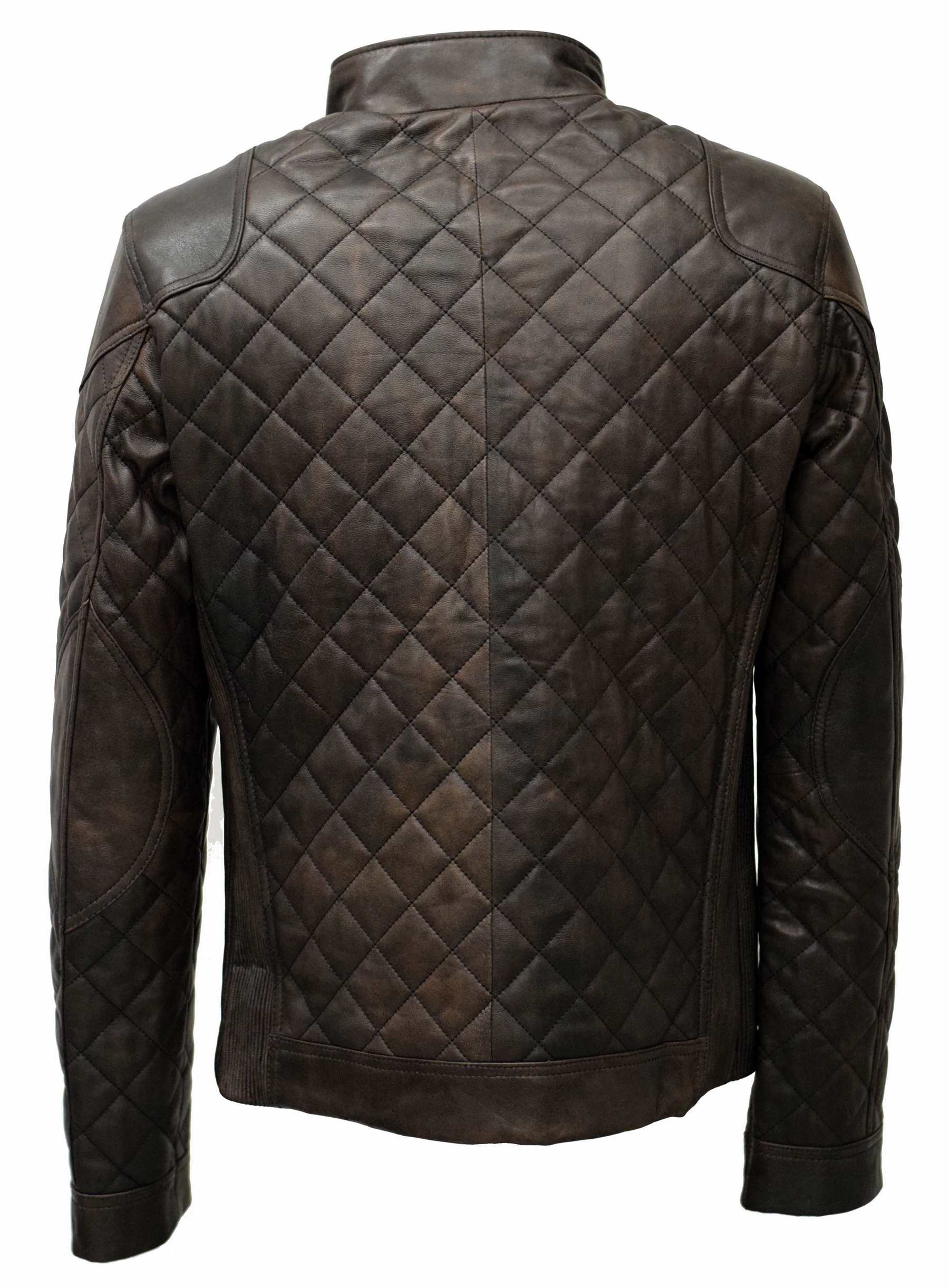 Herren Stepp- Lederjacke Michel in vintage Schwarzbraun