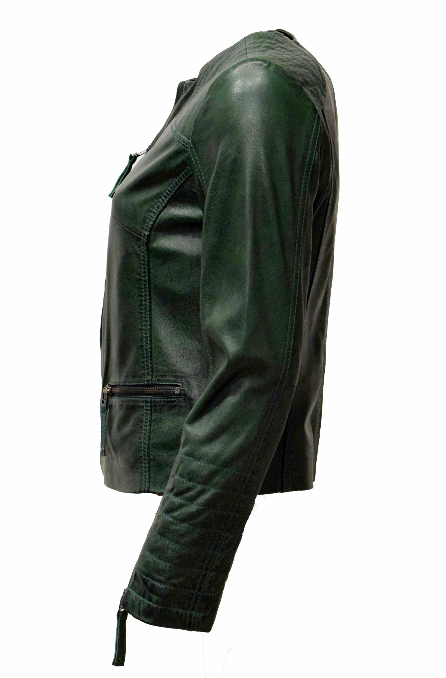 Damen Lederjacke Luisa in washed Smaragdgrün