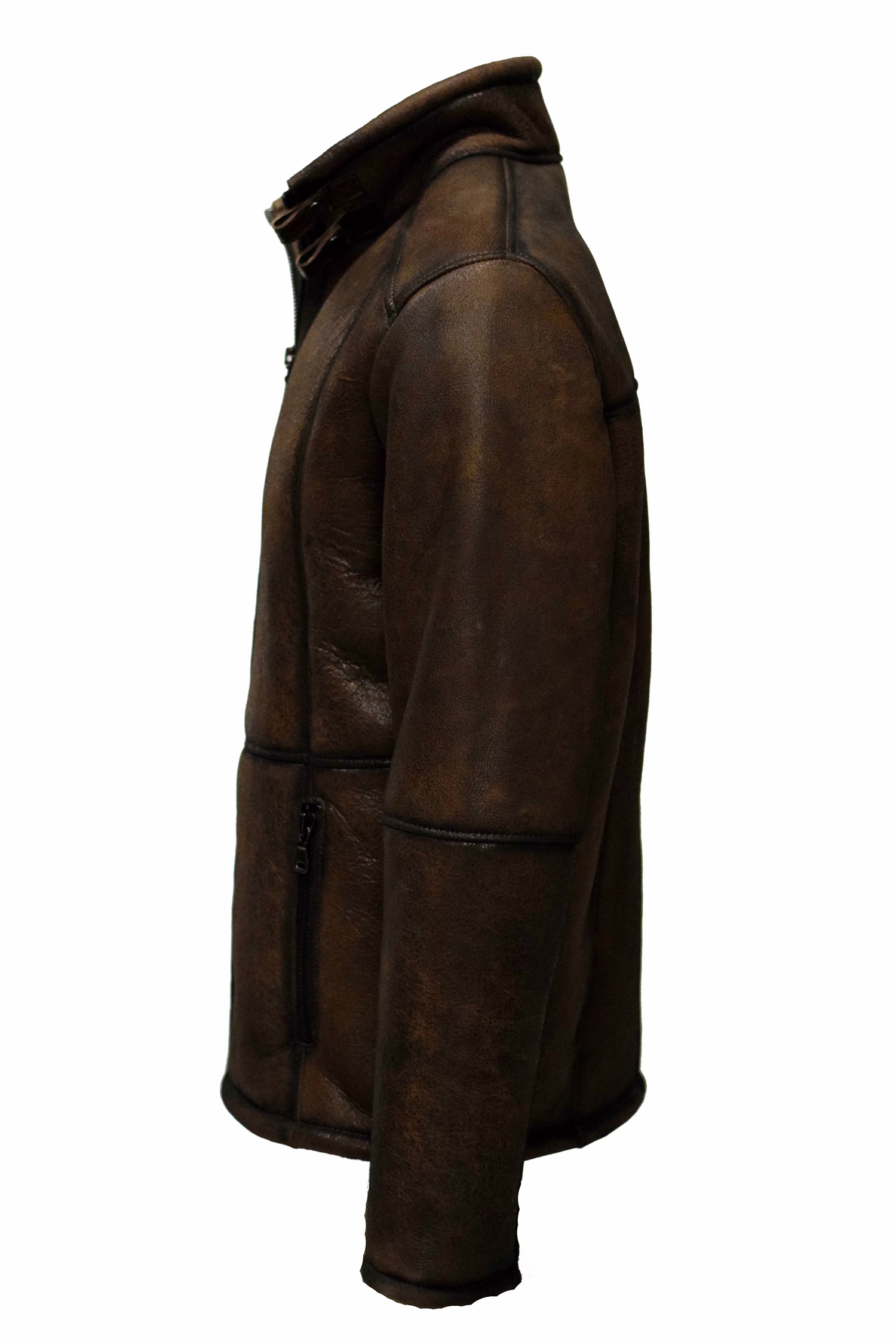 Herren Lammfelljacke Nellson in washed Braun