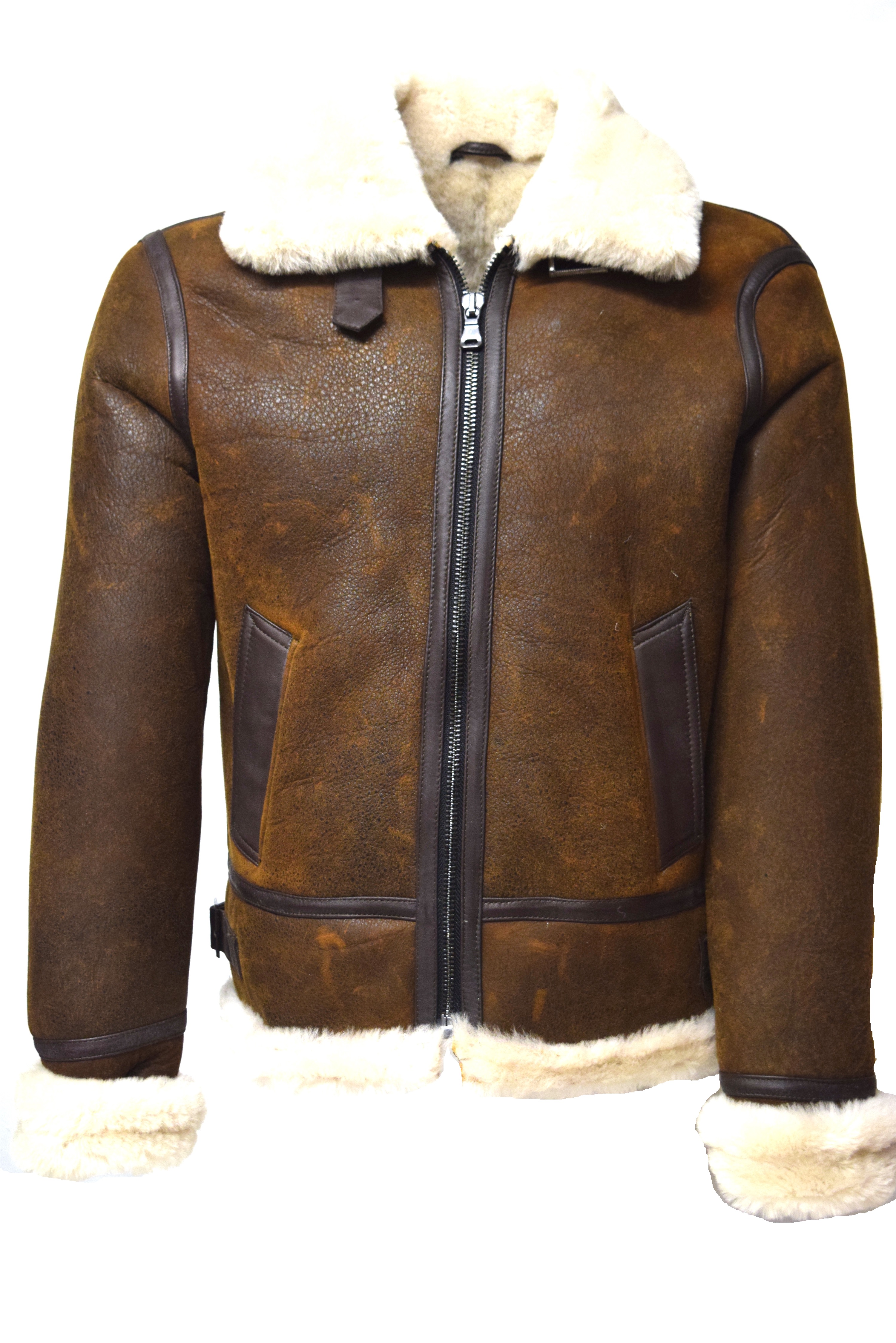 Herren Lammfell- Bomberjacke in braun