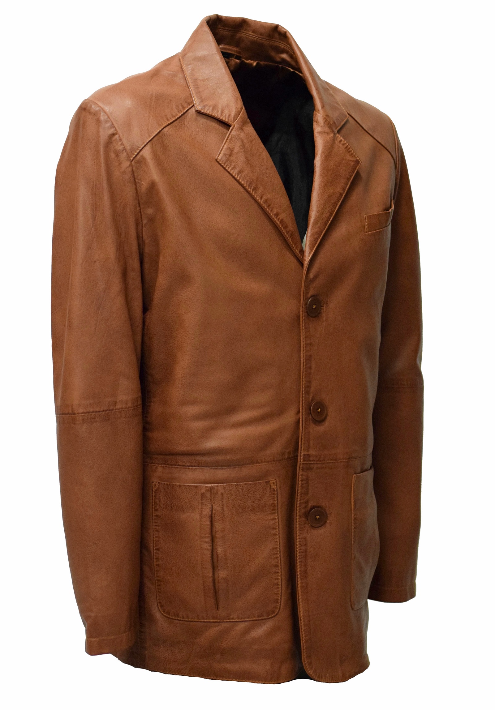 Herren Ledersakko Bruno in washed Cognac