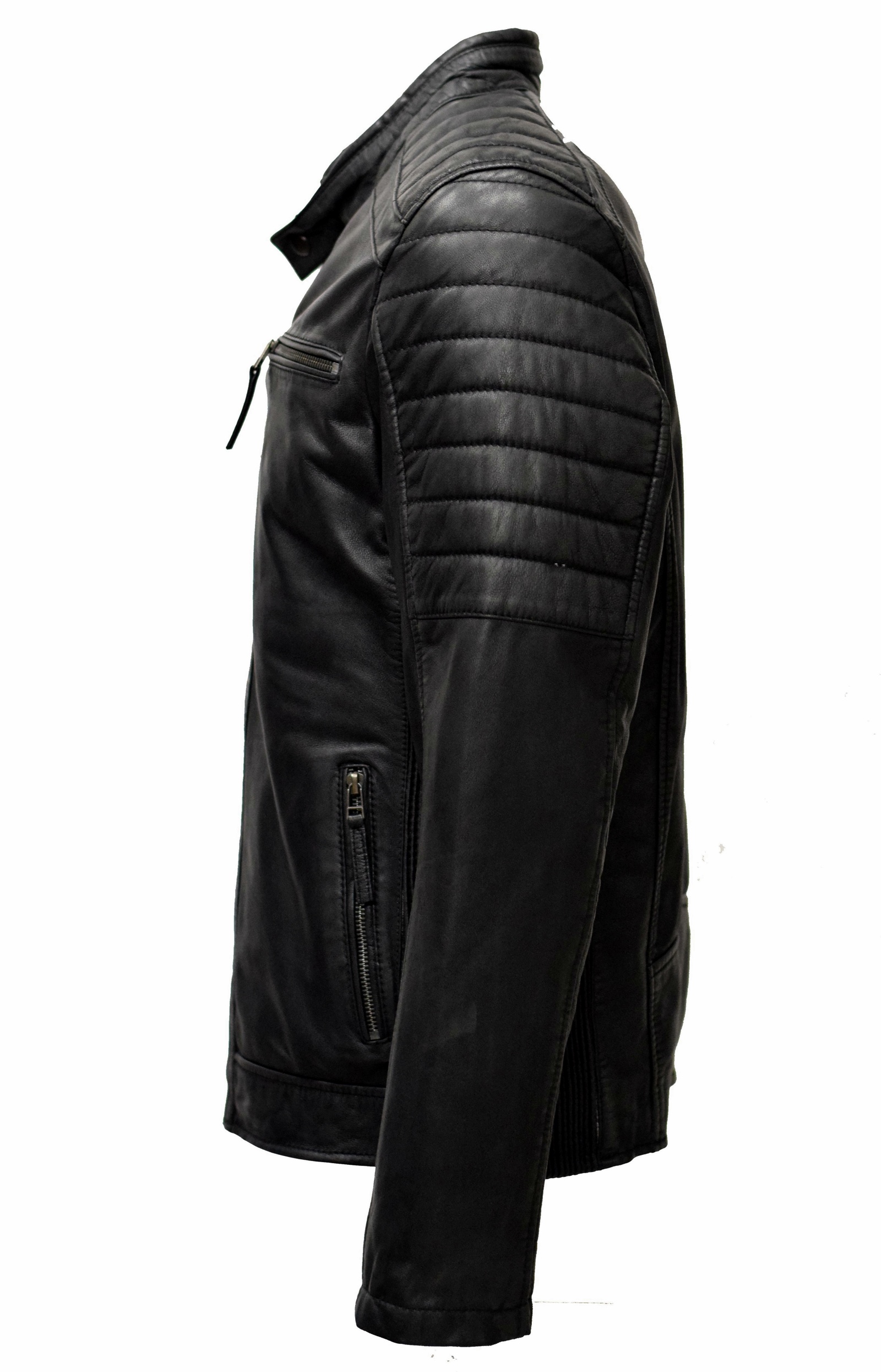 Herren Lederjacke Lucas gesteppt in washed Anthrazit
