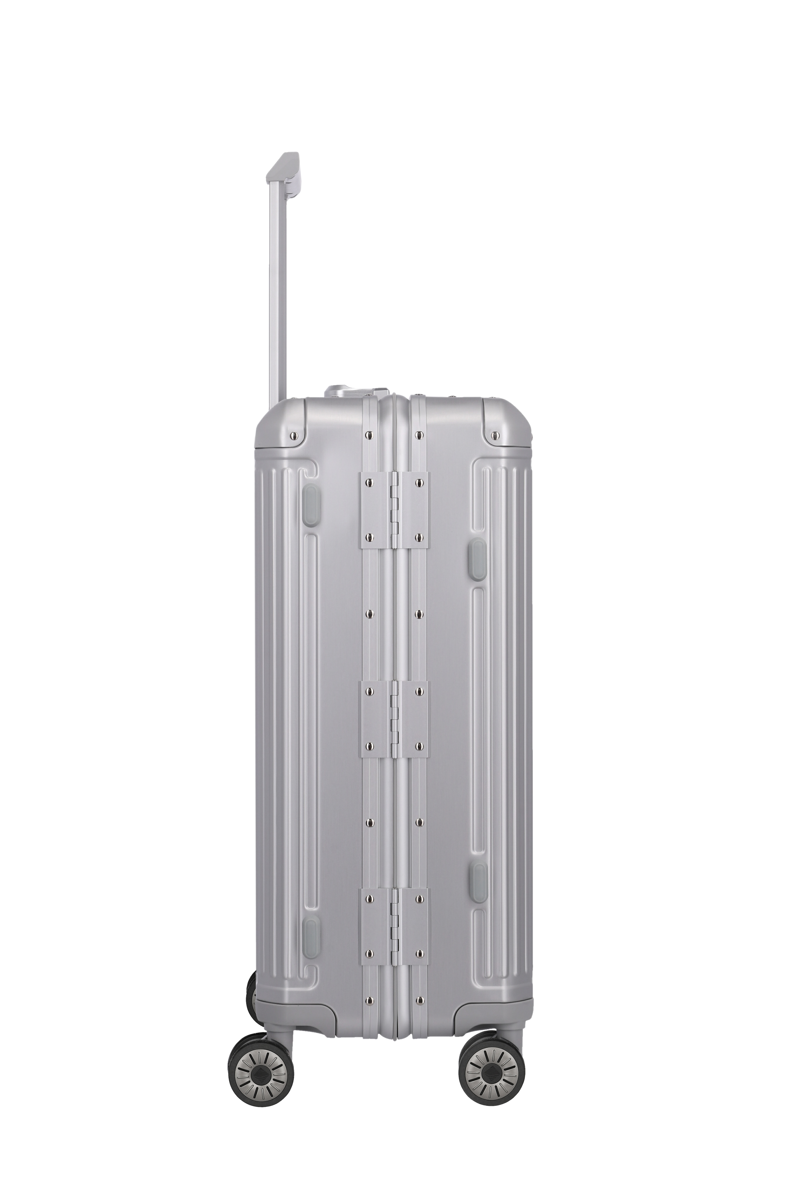 Travelite Aluminium Koffer Next 2.0 M 66 cm mit 4 Rollen Silber