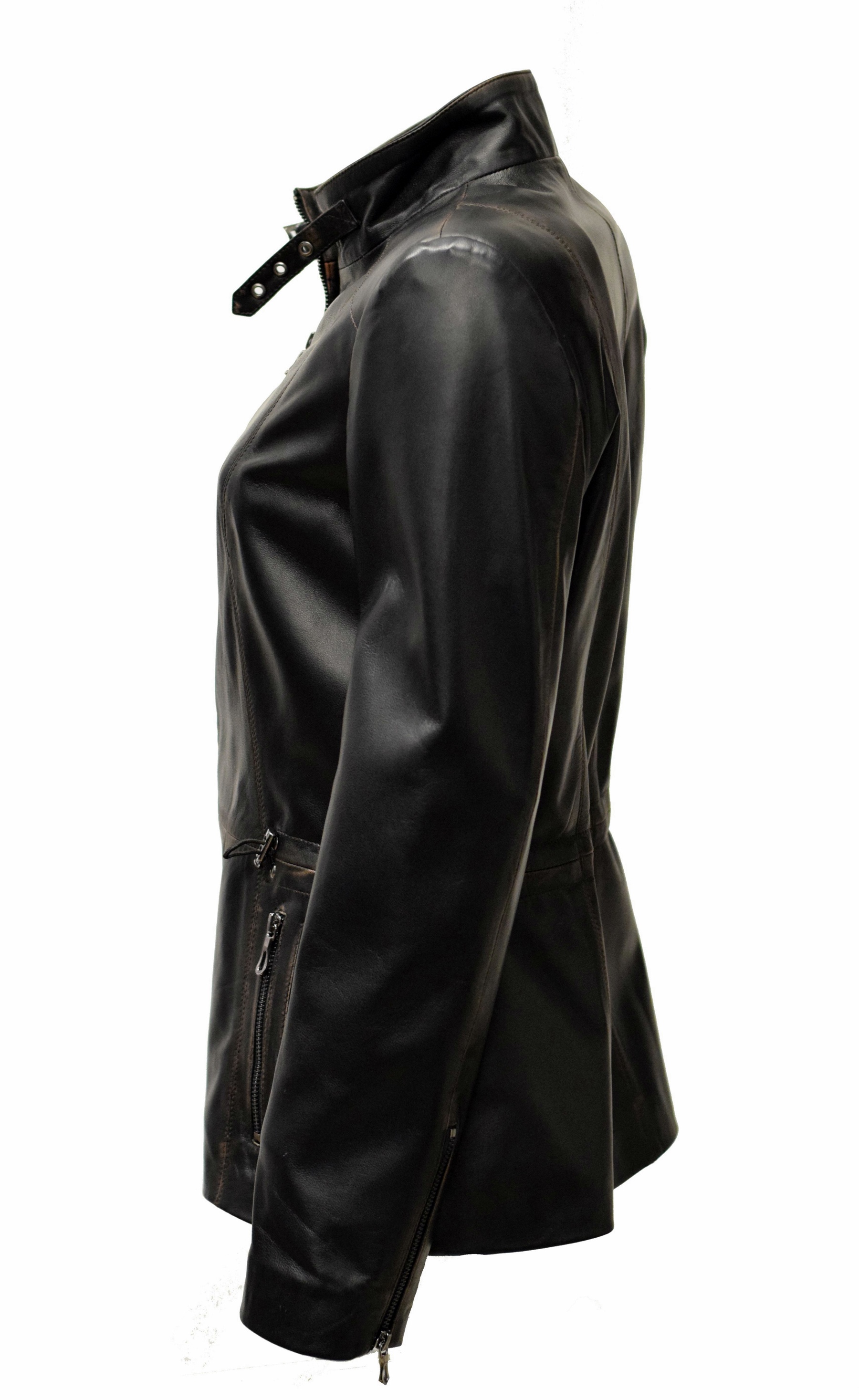 Damen Lederjacke Ressi in alligator Fine Schwarz