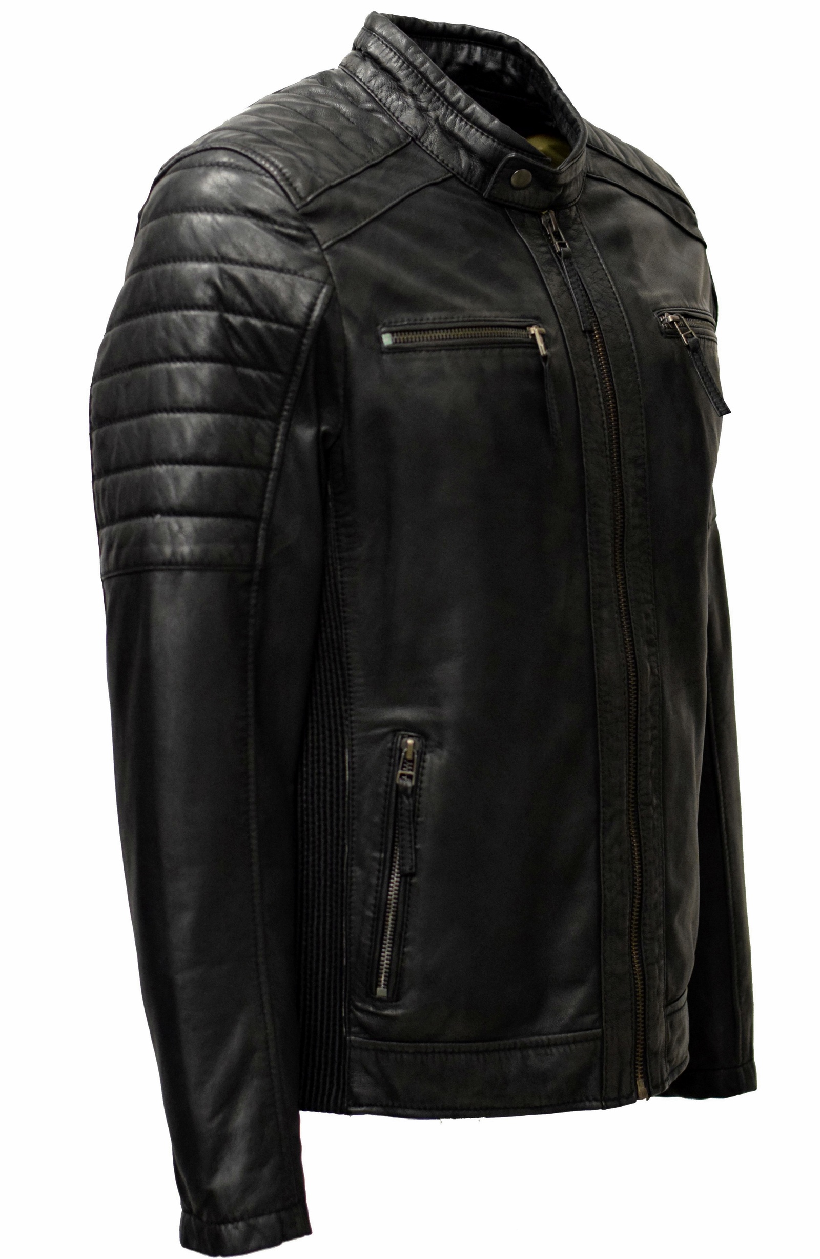 Herren Lederjacke Lucas gesteppt in washed Anthrazit