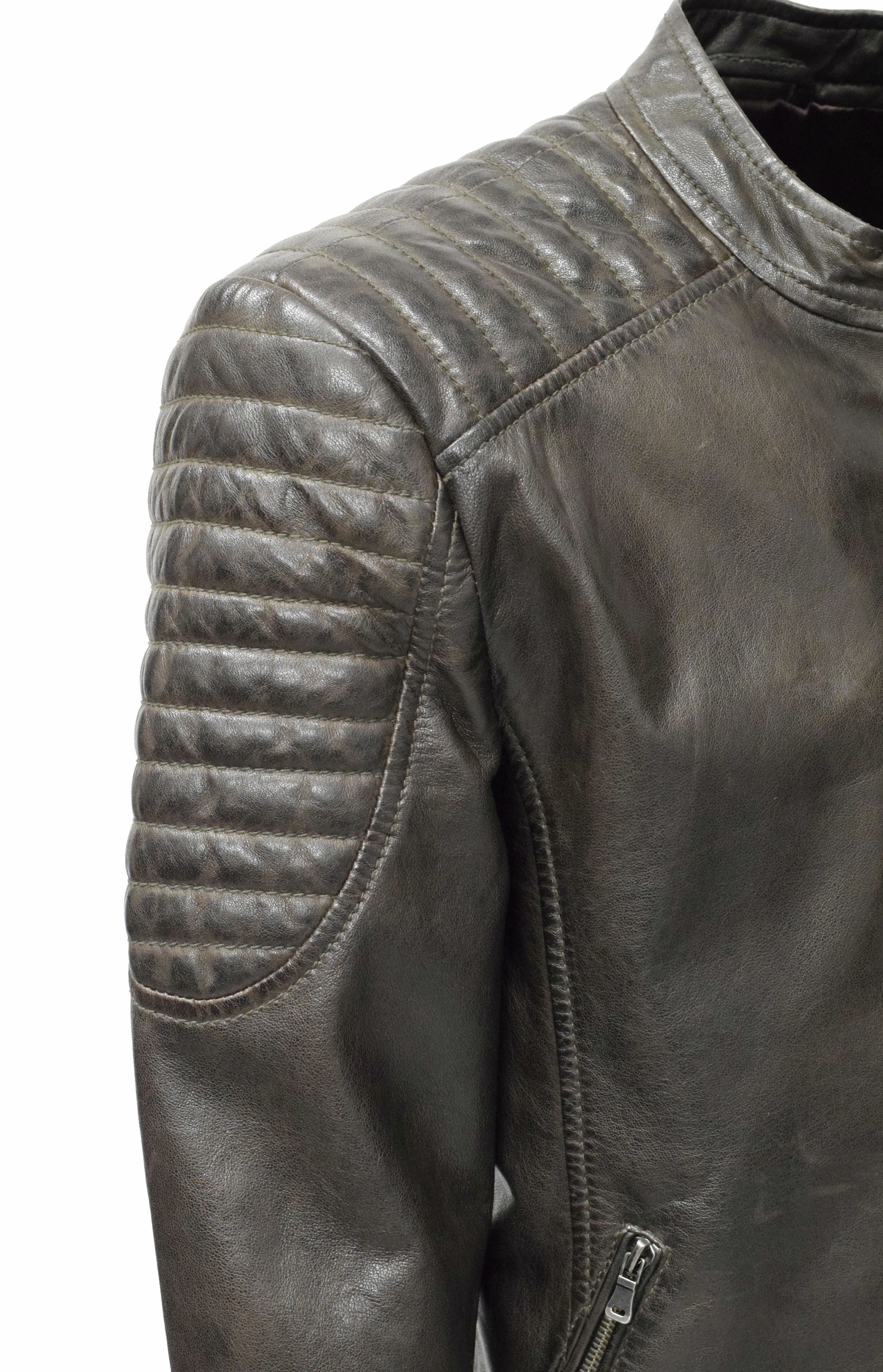 Herren Lederjacke Fiete gesteppt in washed Schwarzbraun
