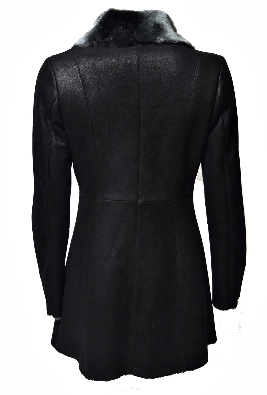 Levinsky Damen Lammfellmantel Shearling in Schwarz Grau
