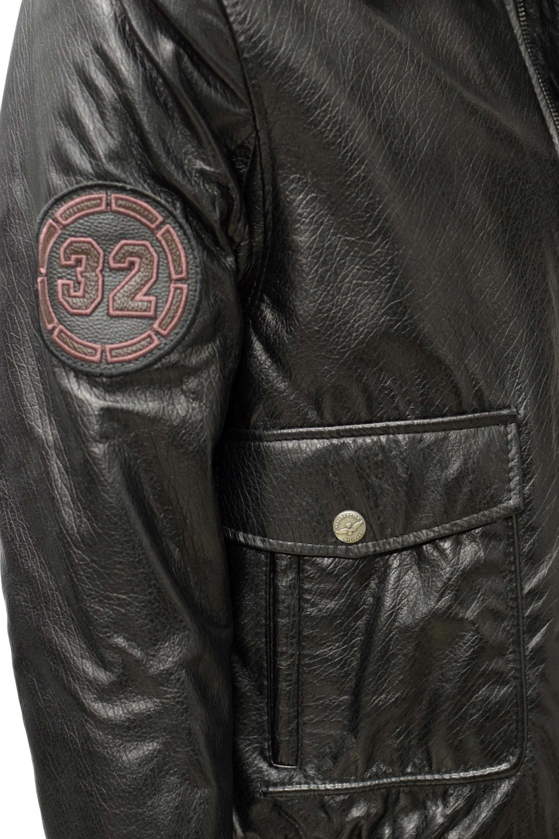 Herren Lederjacke Aero mit abnehmbaren Lammfellkragen in Schwarz