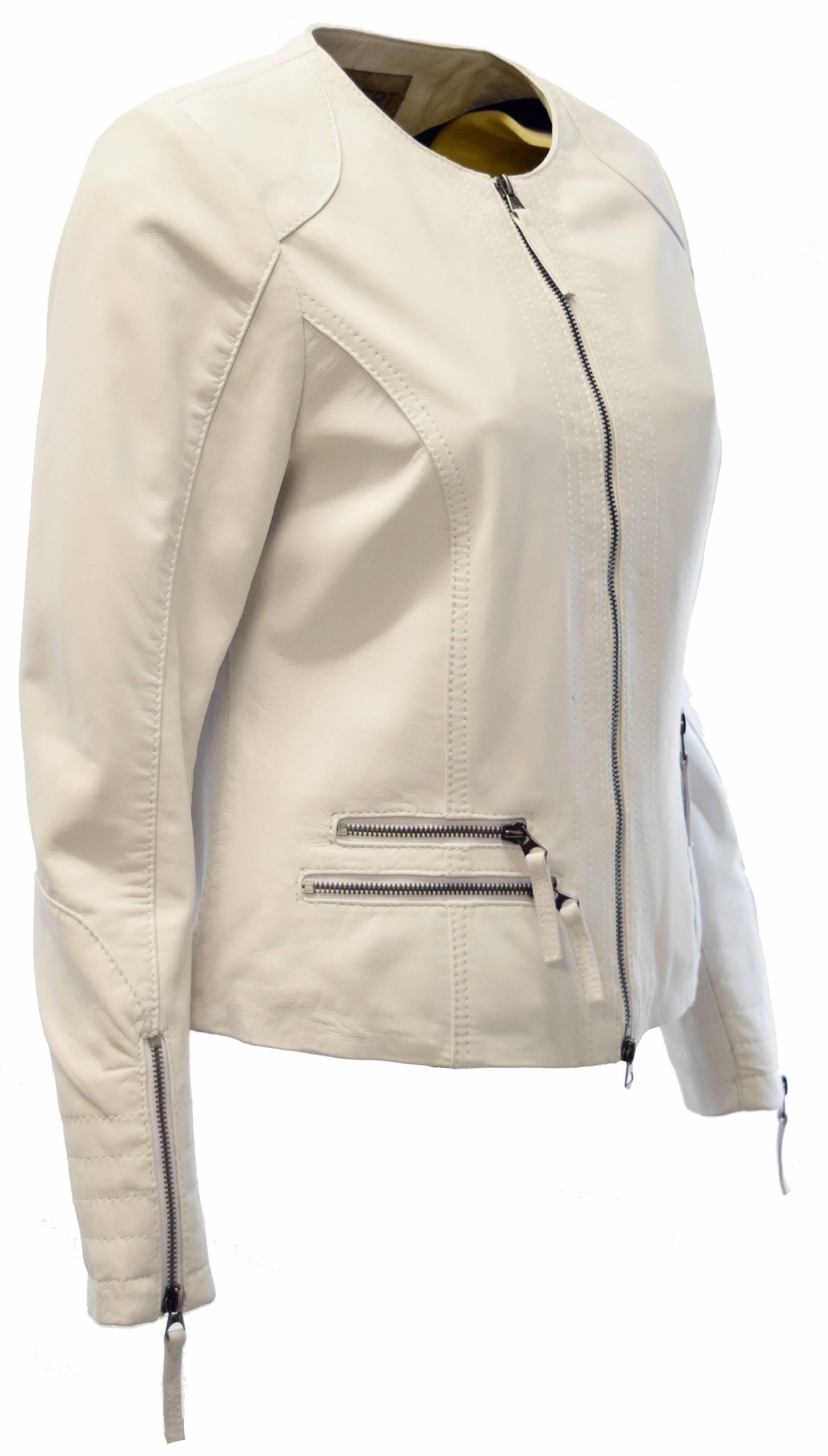 Damen Lederjacke Ena washed Weiss