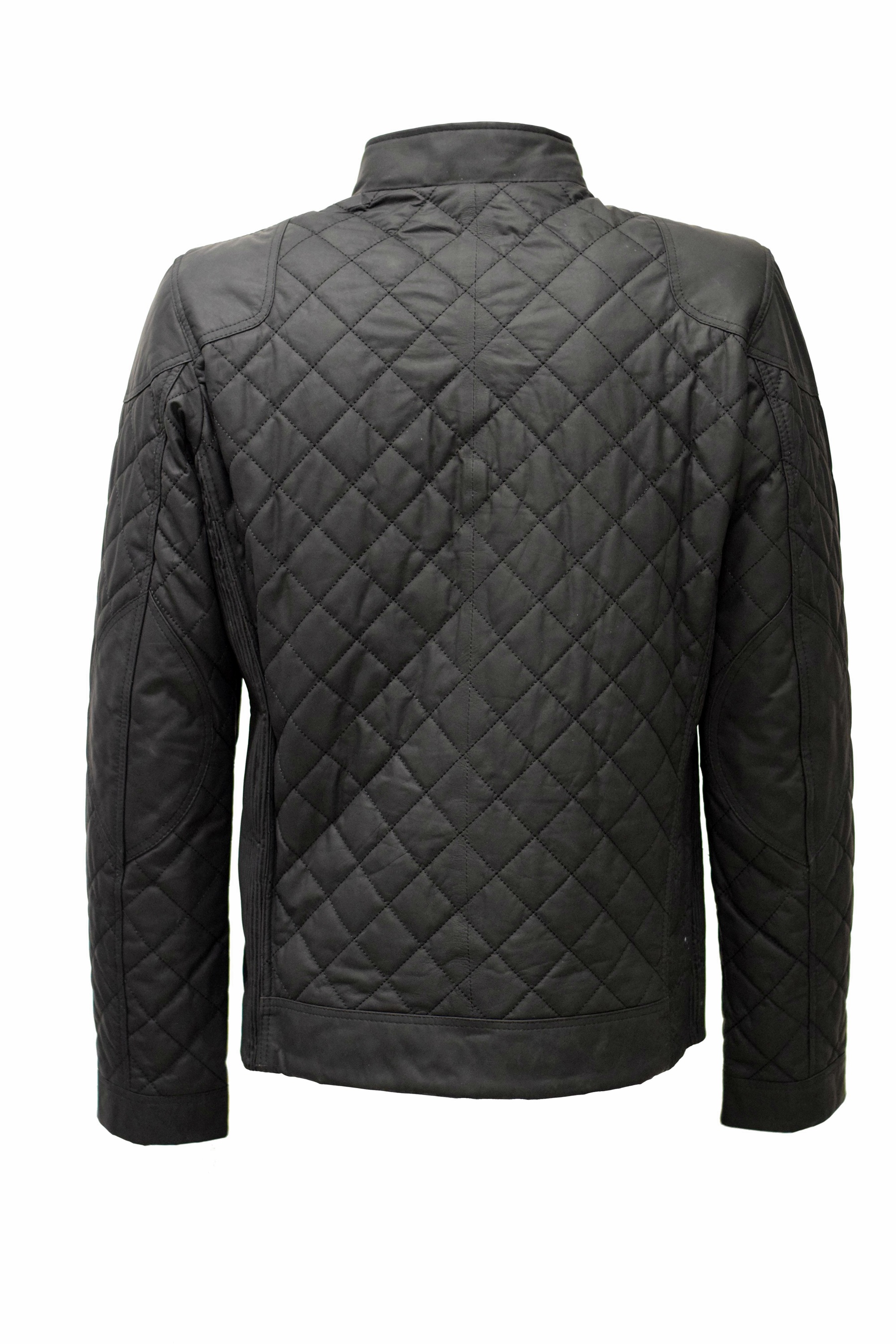Herren Stepp- Lederjacke Michel in matt Schwarz
