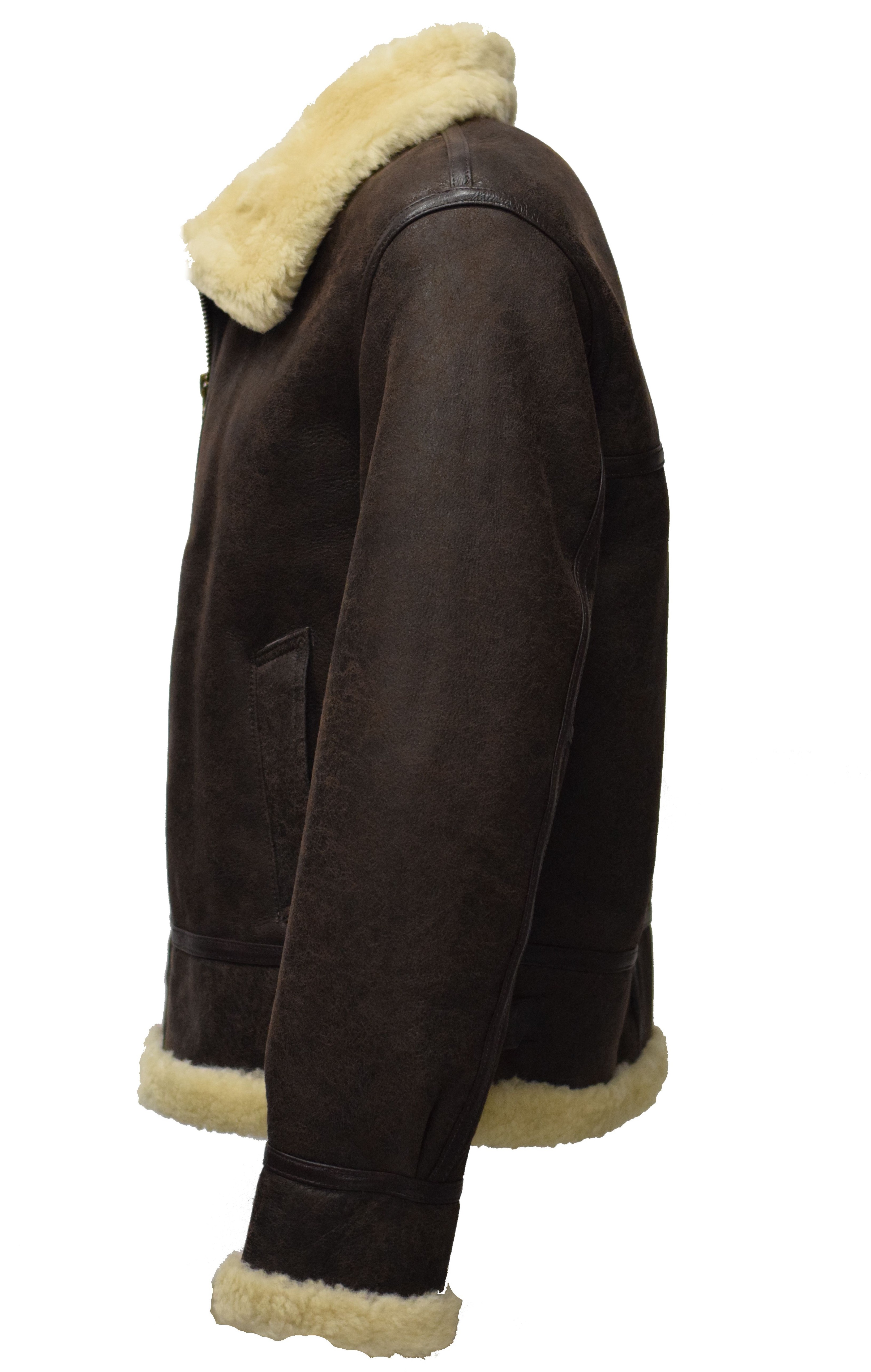 Herren Lammfelljacke Bomber Joost antik Dunkelbraun