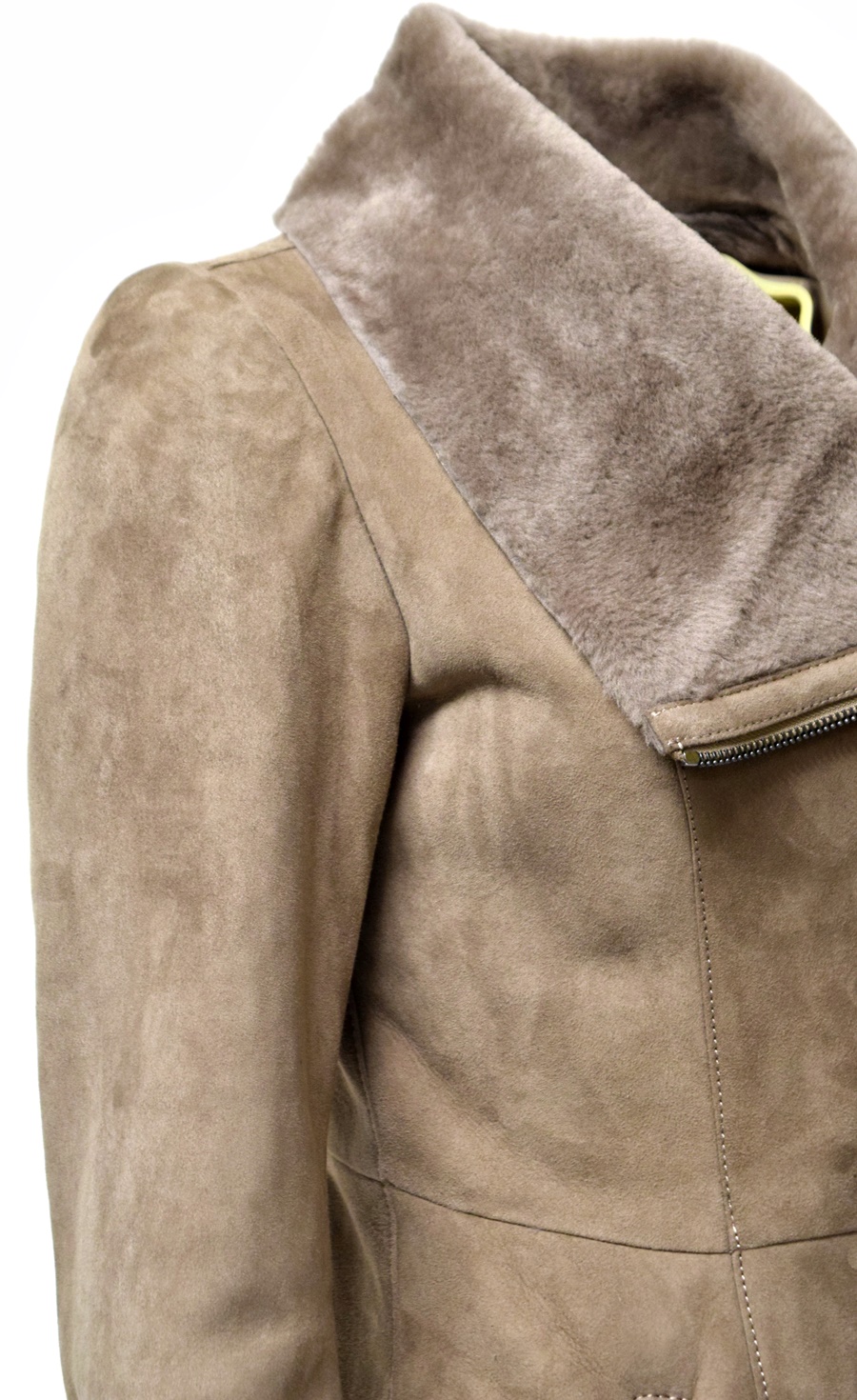 Levinsky Damen Lammfellmantel Shearling in Taupe Grau